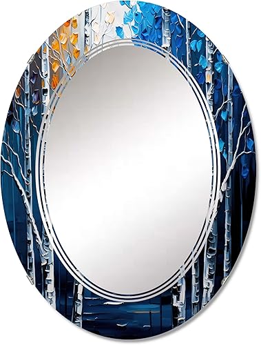 DesignQ Blue Birch Forest I - Espejo de tocador, espejos de baño, espejos de pared para sala de estar, dormitorio, espejo ovalado, grande, 20 x 30