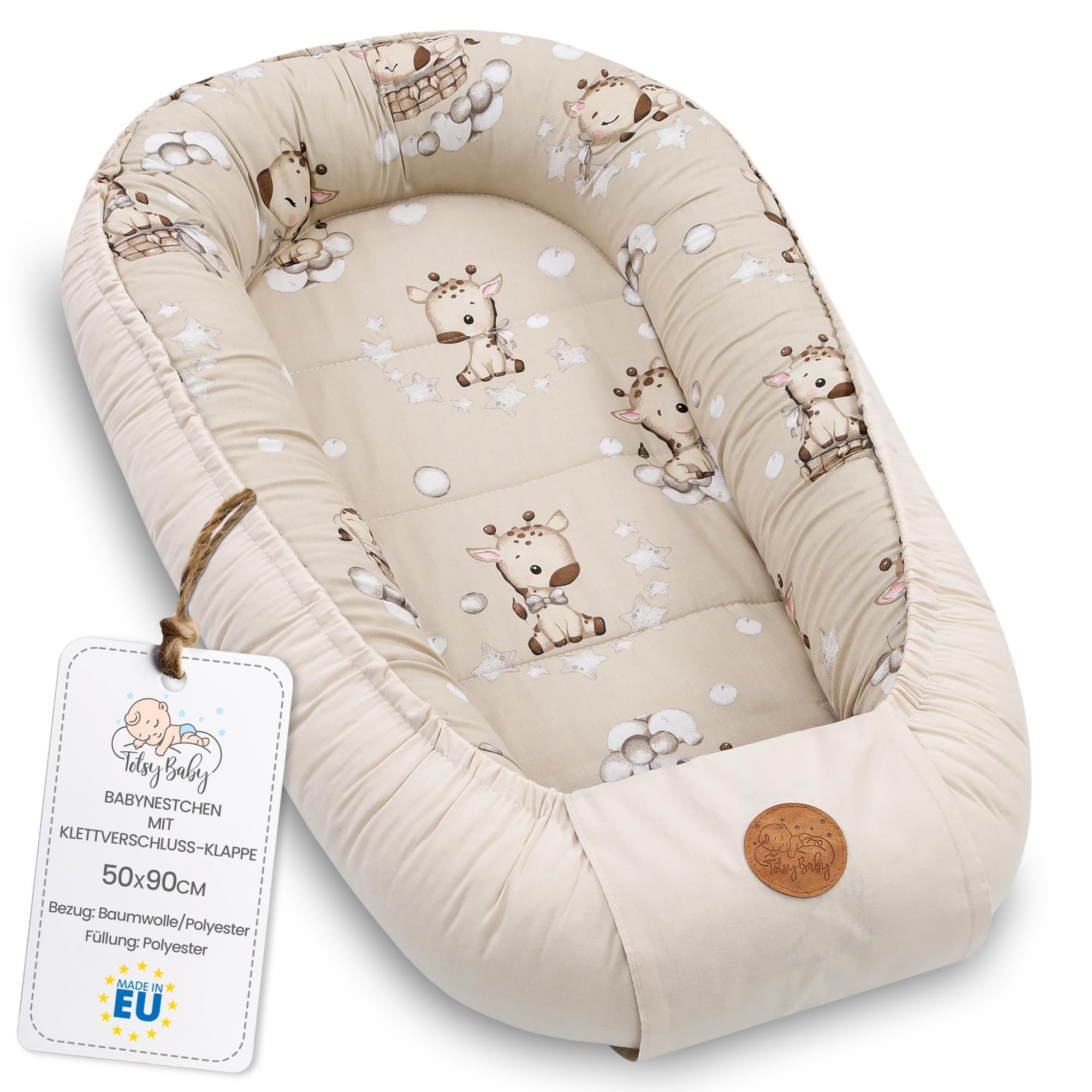 Riduttore lettino neonato - 90x50 cm baby nest trasportabile per neonati nido culla pod cocoonababy babynest antisoffoco Giraffe