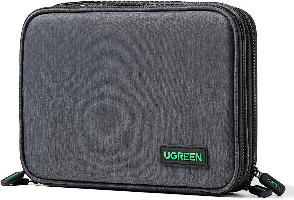 UGREEN Electronic Organizer, Double Layer Travel Gadget Bag compatible for USB Cable, SD Card, Hard Drive, Power Bank, Digital Camera, iPad Mini/Nintendo Swith Console/E-book or Tablet Up to 7.9”
