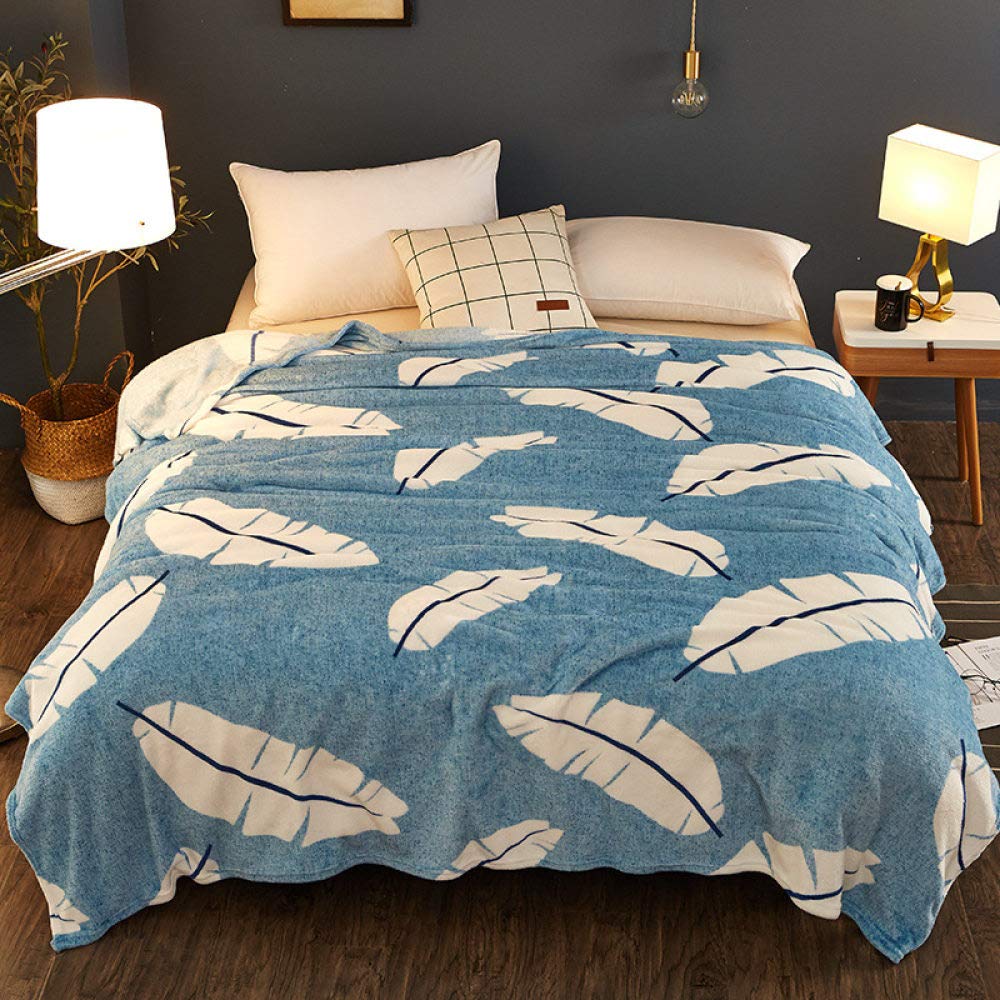 Couverture Sherpa épaisse 120x200 cm à motif feuilles de plantain pour bureau
