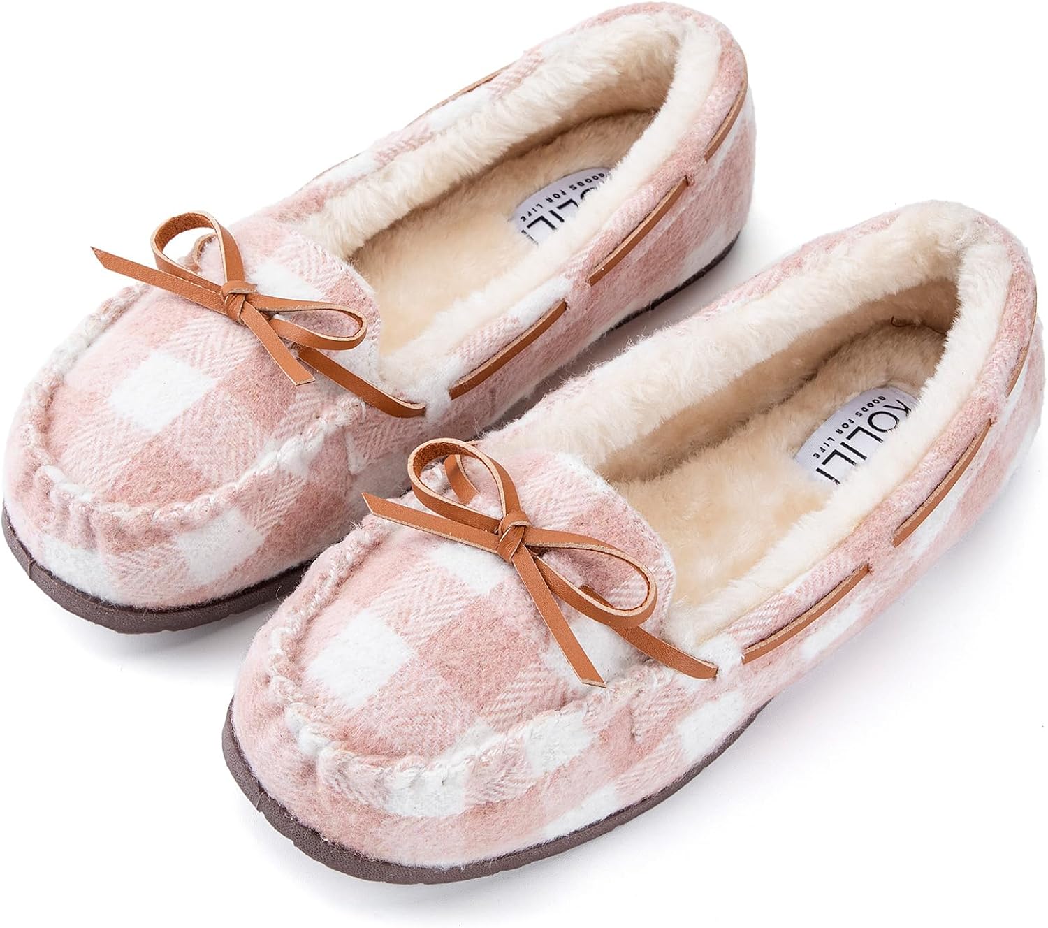 KOLILI Womens Faux Fur Moccasin Slippers, Indoor Outdoor Warm & Cozy House Shoes with Durable Rubber Sole - Image 6