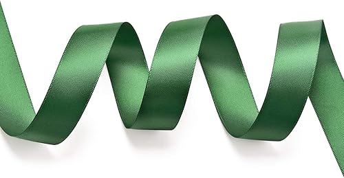 Miniatura 3 de YAMA Cinta de satén verde de doble cara de 78 pulgadas, 25 yardas, cinta verde oscuro para envolver regalos, manualidades, coronas, cabello, boda,
