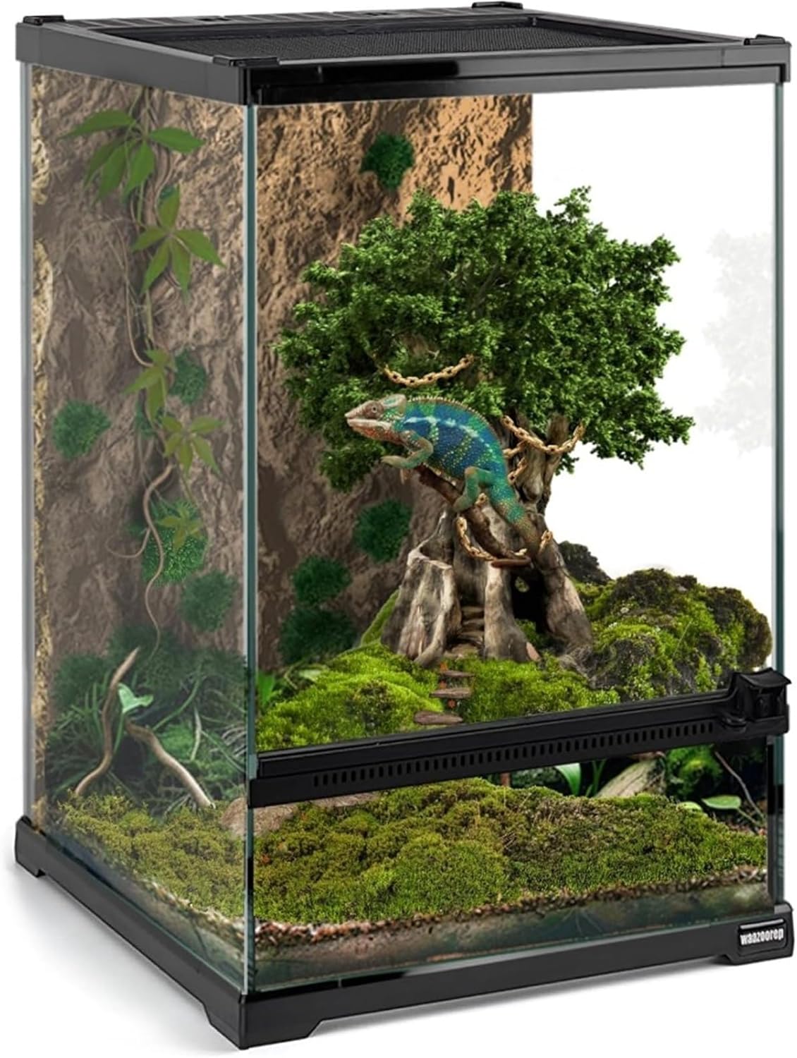 Mini Reptile Glass Terrarium with Panoramic View – Fenced Habitat Cage for Leopard Gecko and Other Small Reptiles