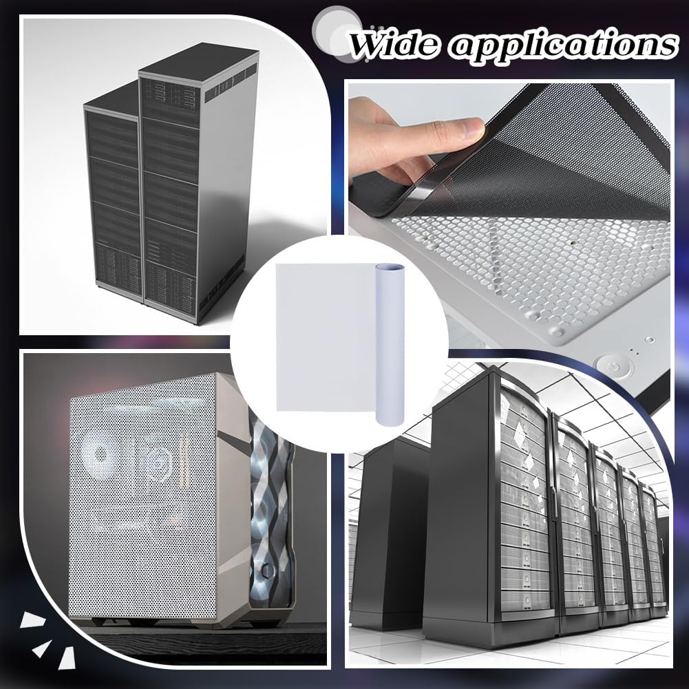 BENECREAT 78.7x11.8inch White Computer Mesh Dust Filter, PVC Dustproof Mesh Filter Cover for Computer Case and Fan Dust Screen, 0.2mm Thick