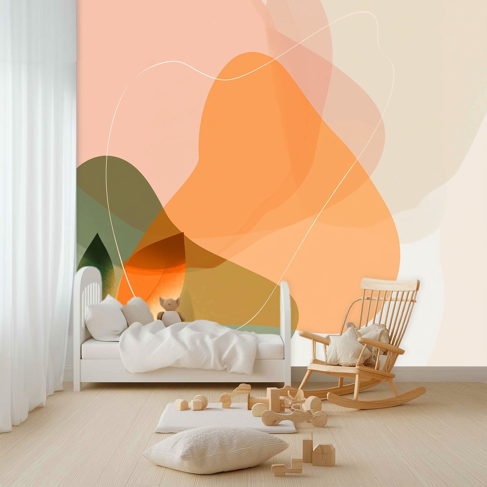 Tapeta z włókniny, abstrakcja, nowoczesna, minimalistyczna, artystyczna, linie, 200 x 140 cm, z efektem 3D, fototapeta – nowoczesna tapeta ścienna, tapeta ścienna, salon, sypialnia, korytarz, beżowa