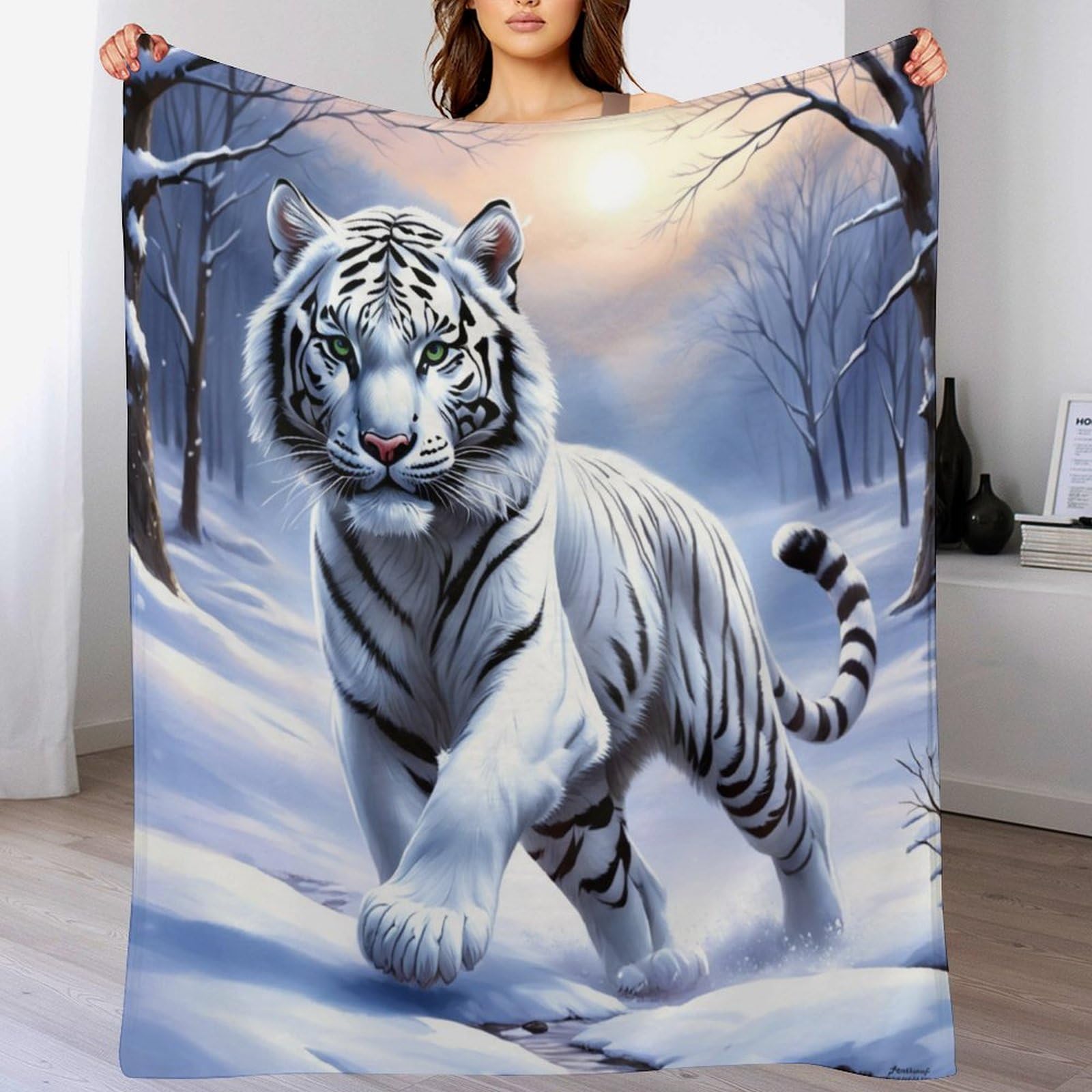 Couverture tigre en flanelle super douce, plaid chaud toutes saisons