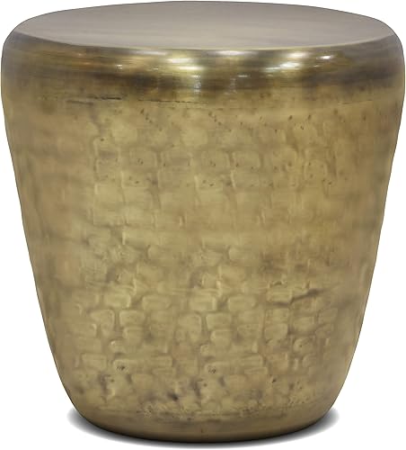 SIMPLIHOME Garvy - Mesa auxiliar industrial de metal de 20 pulgadas de ancho en oro antiguo, totalmente montada, extremo, mesita de noche y mesita