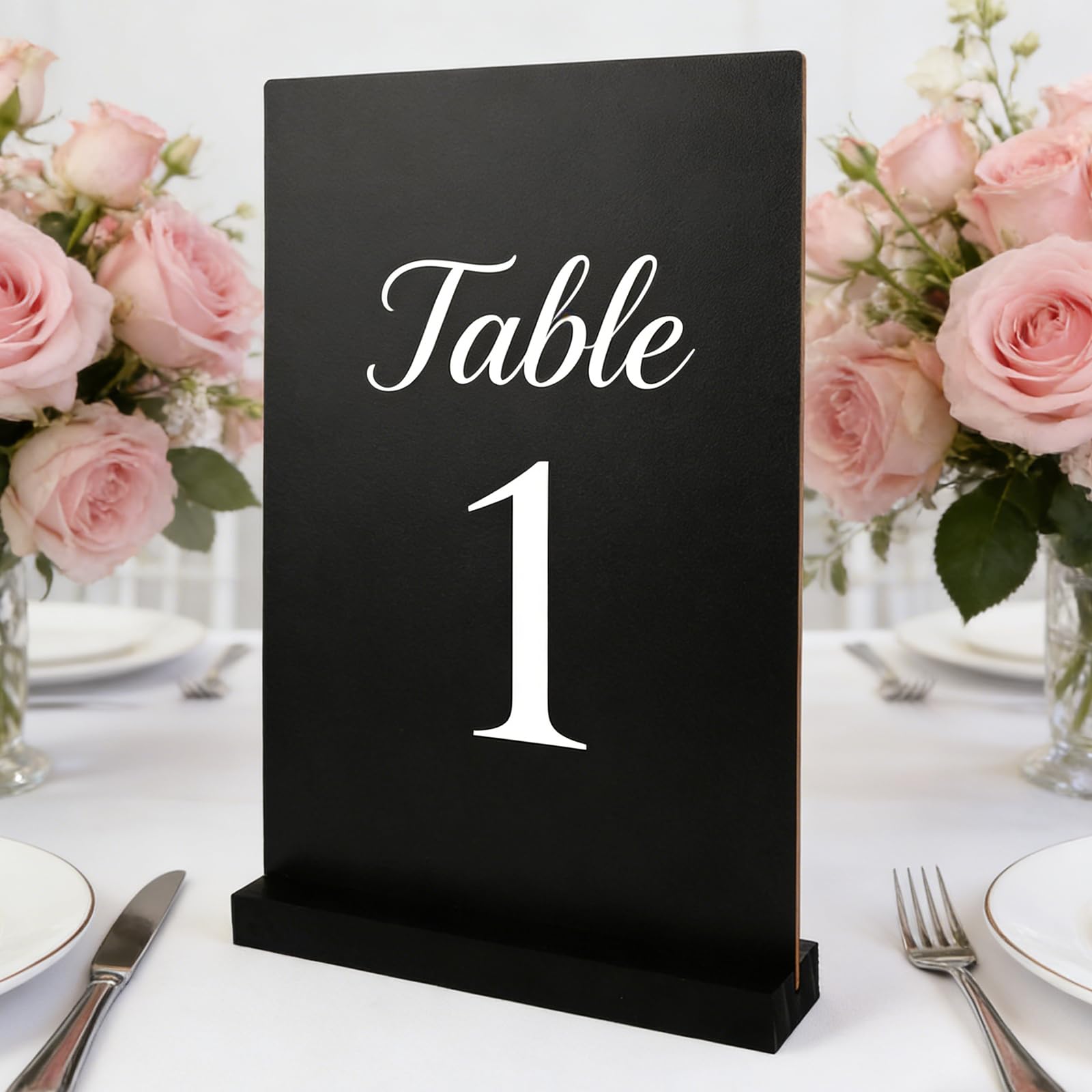 CYEER Lot de 6 ardoises A4 sur pied avec socle en bois, 32 x 21 cm, ardoise de table double face, ardoise noire amovible à écrire pour la restauration, les mariages, les buffets et les étiquettes de