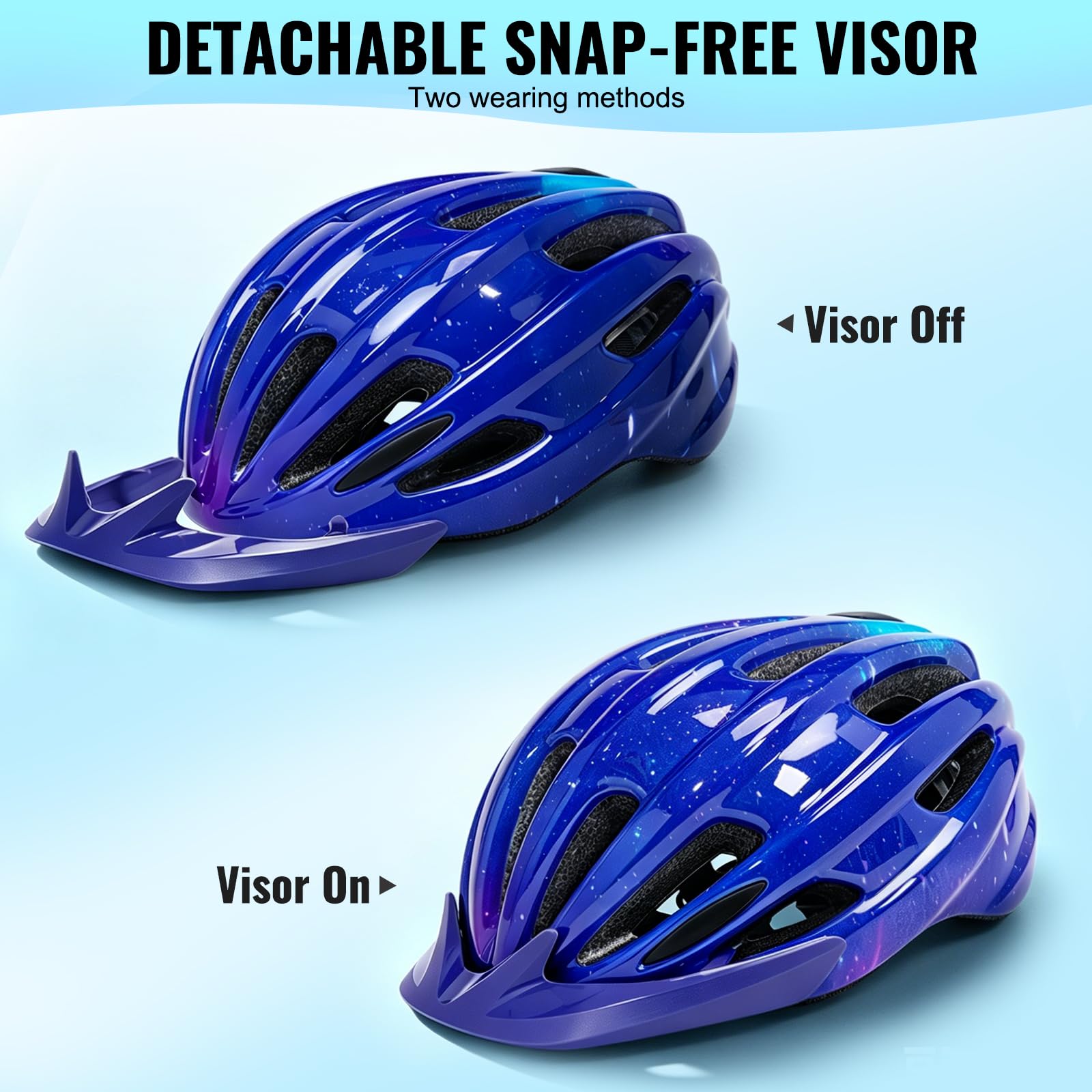 Casque de vélo pour Enfants avec lumière et visière pour garçons et Filles, Casque de vélo pour Enfants (50-57 cm)