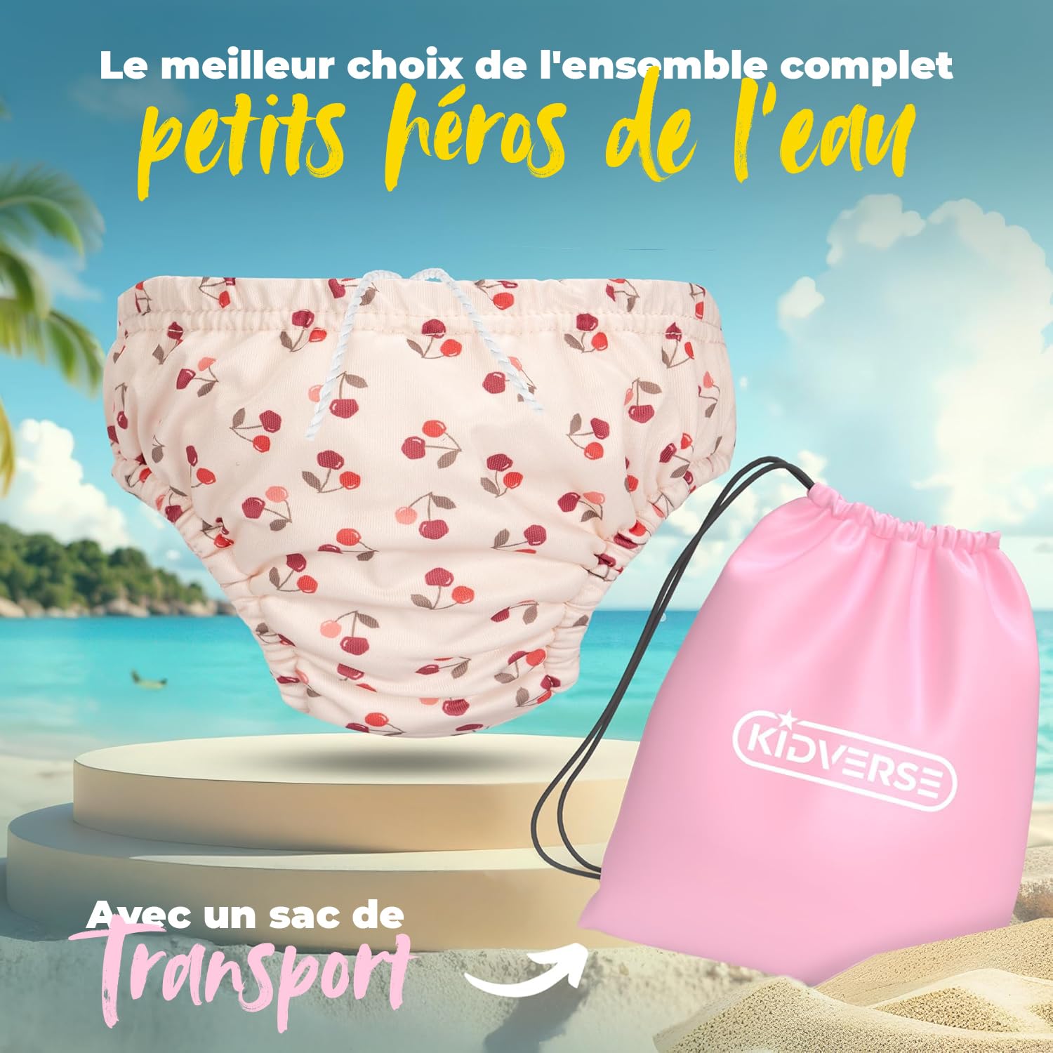 KIDVERSE Couches de bain pour bébés de 1 à 2 ans – couches de bain réutilisables et douces pour la peau des bébés avec sac de transport