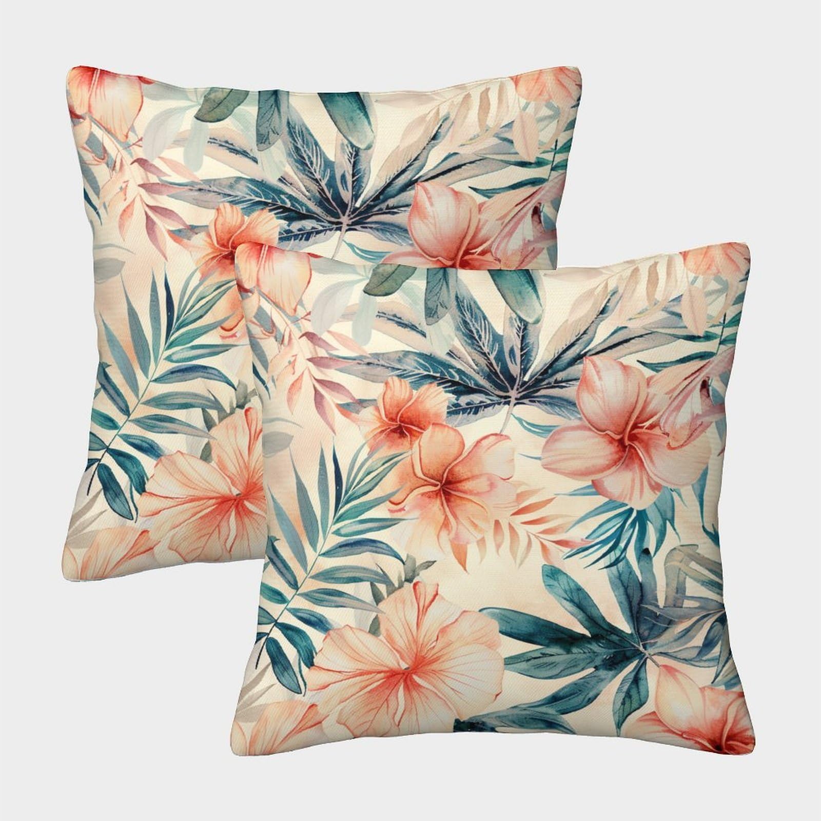kaiyun 2 Pack Tropical Leaves,Flowers Personalised Cushion Cover Home Sofa Decoration 45x45cm Pillow Covers