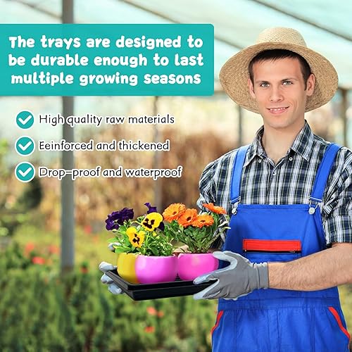 Miniatura 2 de 1010 bandejas de inicio de semillas, paquete de 12 bandejas de cultivo de jardín con agujeros de drenaje, bandeja de plástico de semillas de