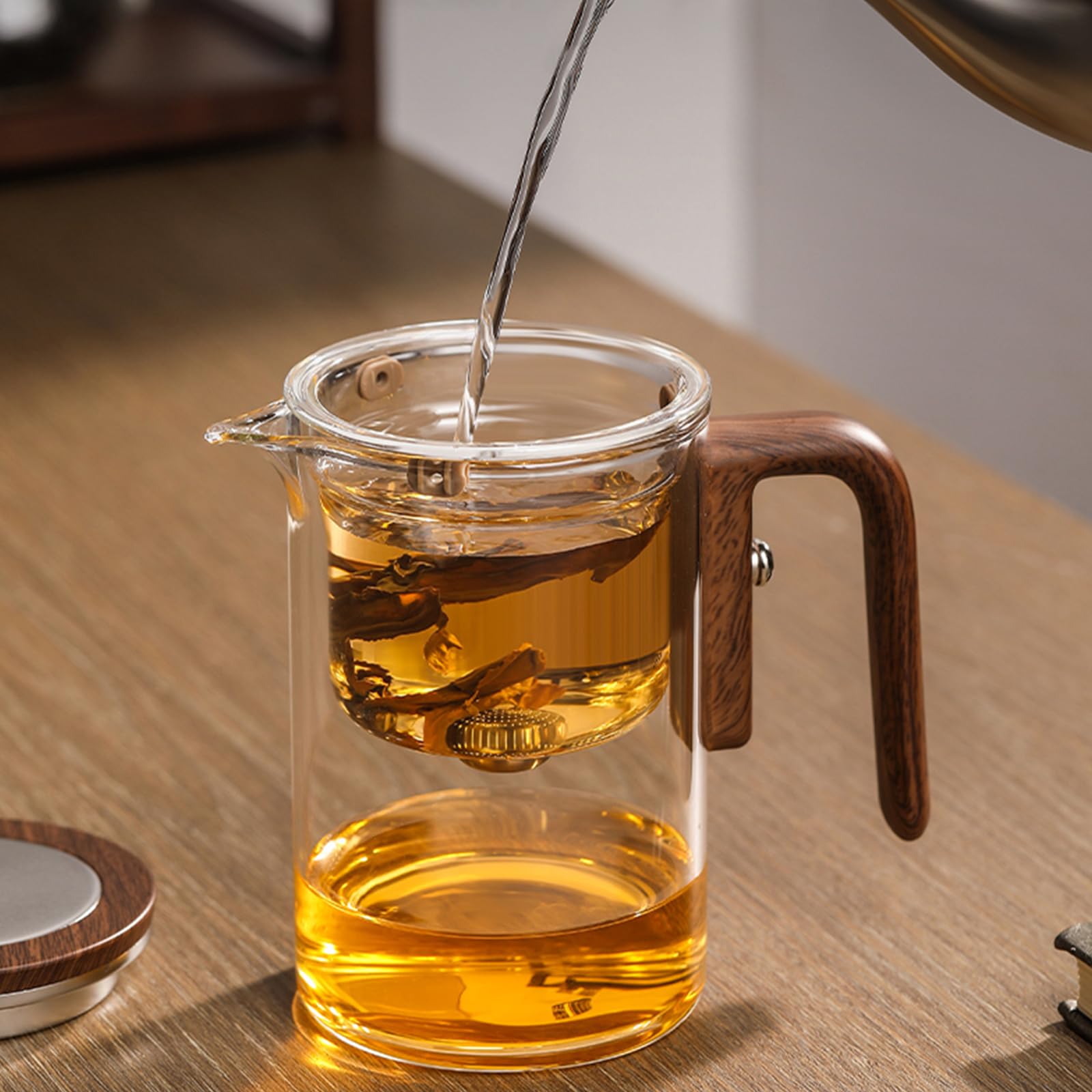 Enchant Tea Pot - 800 ml/27.1 oz Magic Witchcraft Enchanted Glass Teapot with Long Spout, Strainer, Wooden Handle, Magnetic Water Separation Design, for Loose Leaf, Flower & Herbal Teas: Enchanti Tea Pot - 600ml/20.3oz Witchcraft Magic Glass Teapot, Magnetic Water Separation Design, Borosilicate Infuser Pot with Strainer for Loose Leaf & Herbal Teas, Ideal for Tea Maker
