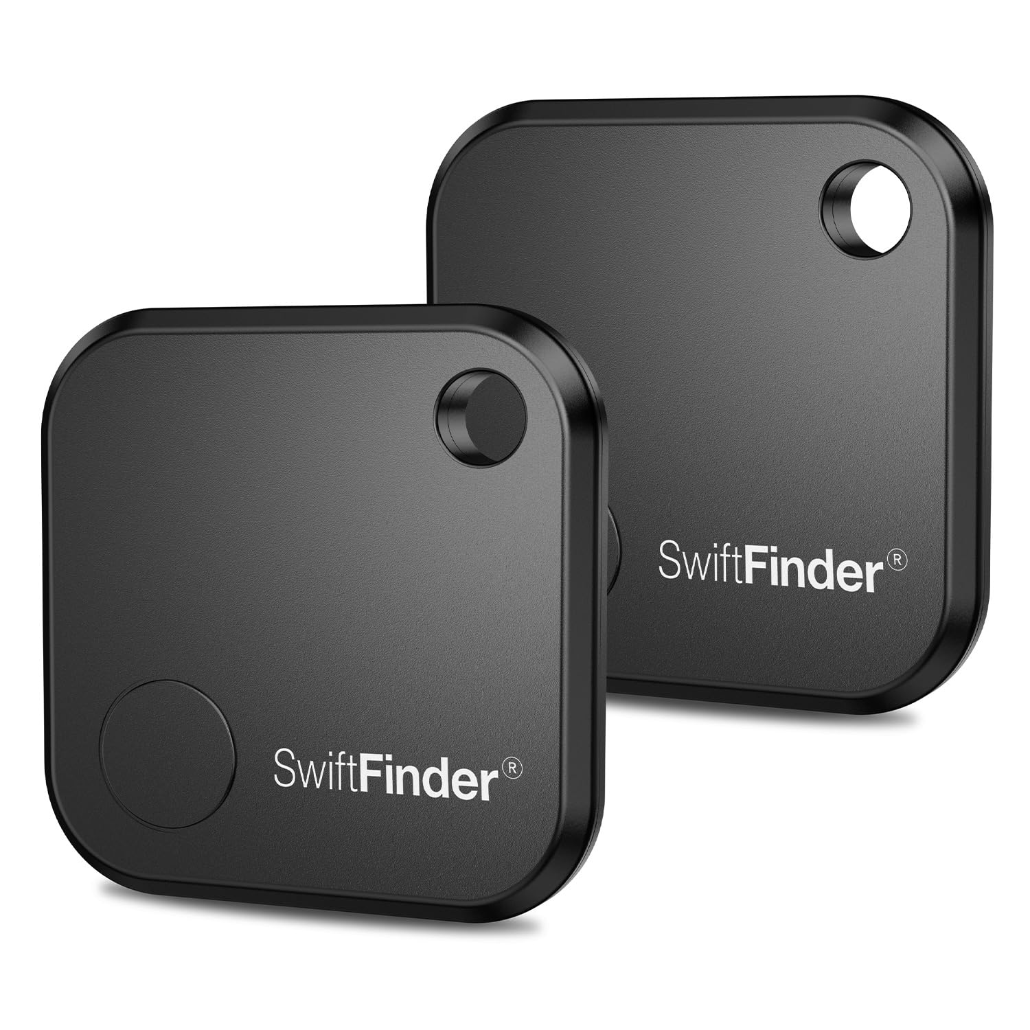SwiftFinder Keys and Phone Finder, Bluetooth Tracker Locator for Keys, Bags, Wallets and More, Up to 300 ft Range, Replaceable Battery, Water-Resistant, iOS and Android Compatible, 2 Pack