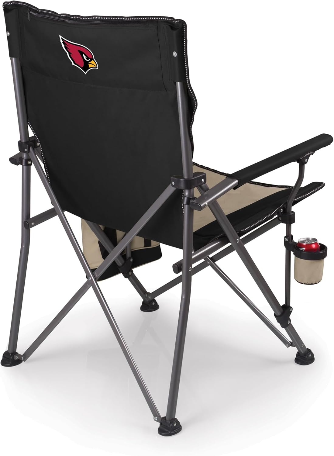 Picnic TIME NFL Arizona Cardinals Big Bear XXL Camp Chair with Cooler, Heavy Duty Beach Chair, 500 lb Capacity Camping Chair with Carry Bag, (Black)
