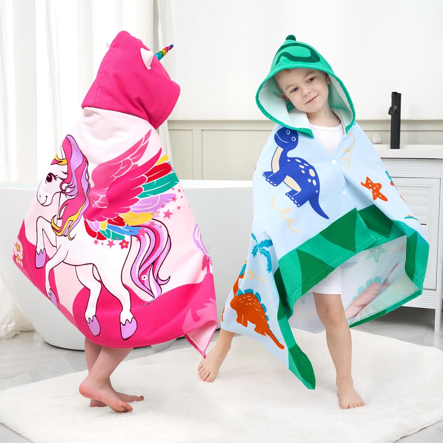 UOMNY Unicorns Hooded Towels for Kids,Soft Kids Beach Towel,30" x 50"