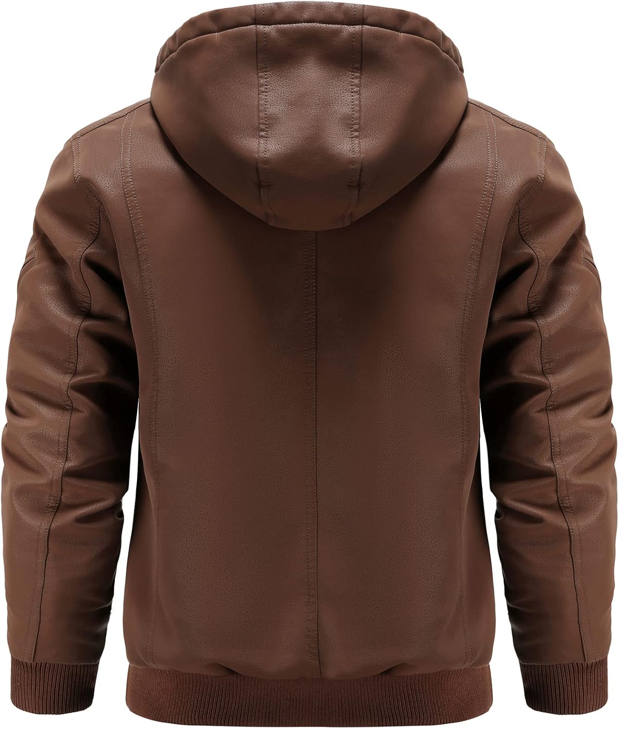 UNTMENU Leather Jackets for Men,Stand Collar Zip Up Motorcycle Biker Bomber Jacket With Removable Hood - Image 3