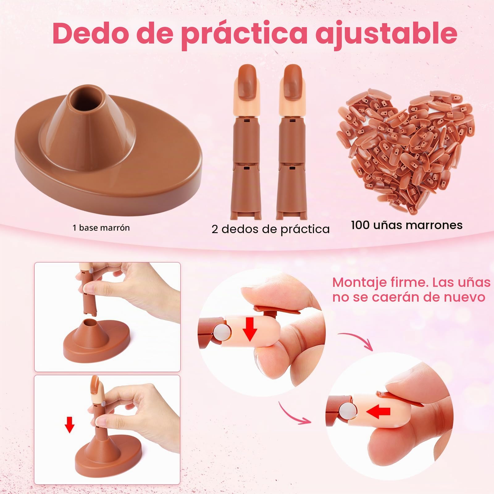 Polvo Acrilico Para Uñas: 4 Colores Acrílico En Polvo Set 2 Dedos Ejercicio Ajustables Con 100 Puntas De Uñas/3 Lápices De Arte De Uñas/Pegatinas Florales/Archivo De Uñas Profesional Kits Completo