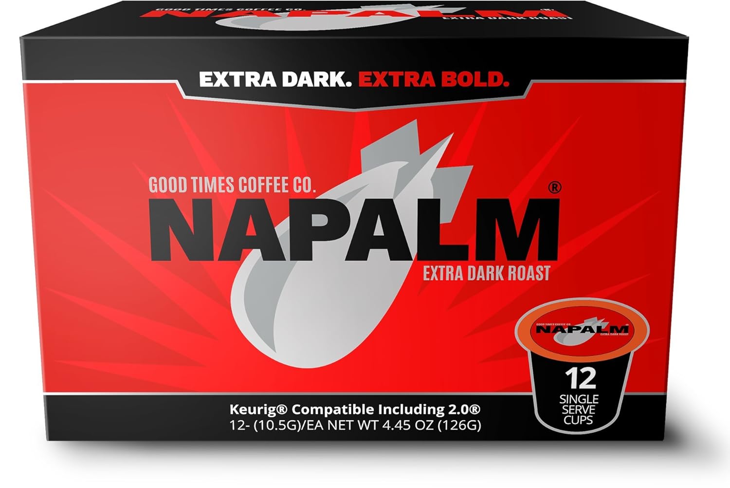 Black Rhino Coffee Espresso Roast and Napalm Coffee, Dark Roast, Single Serve Pods, 12 Count (Pack of 2)