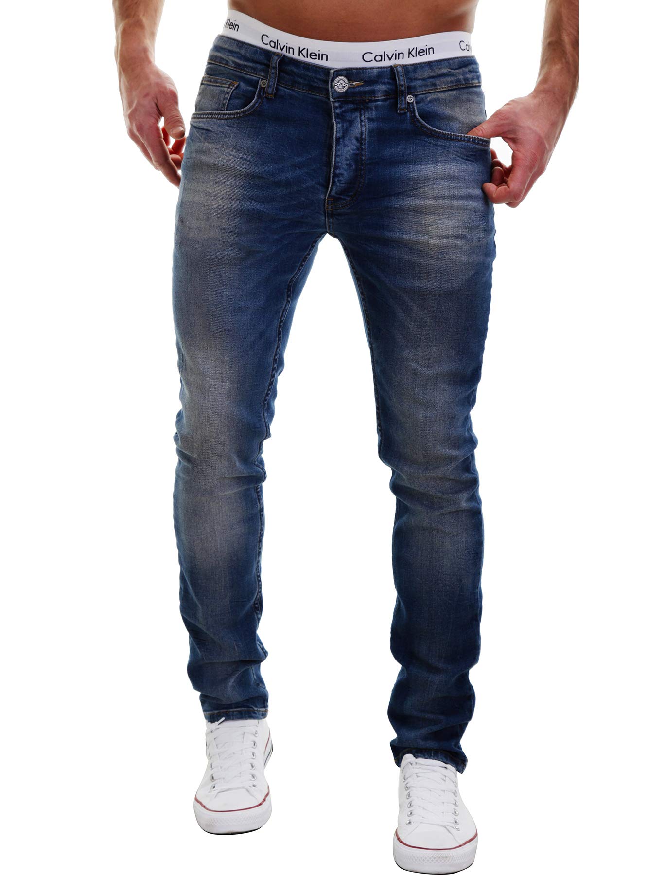 MERISH Jeans Herren Slim Fit Stretch Jeanshose Designer Hose Denim 9148-2100 - 2