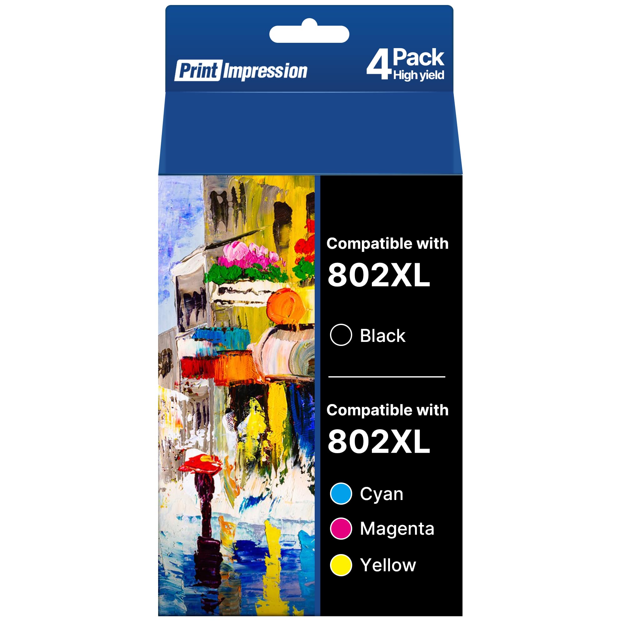 802XL Ink Cartridges Combo Pack Remanufactured for Epson 802 Ink cartridges 802 XL T802 T802XL for Epson Workforce Pro WF-4740 WF-4730 WF-4720 WF-4734 EC-4020 EC-4030 (Black, Cyan, Yellow, Magenta)