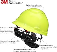 Vista 3 de 3M Hard Hat SecureFit H-700 Series - Casco de seguridad estilo gorra con sensor Uvicator, suspensión de trinquete de difusión de presión de 4 puntos