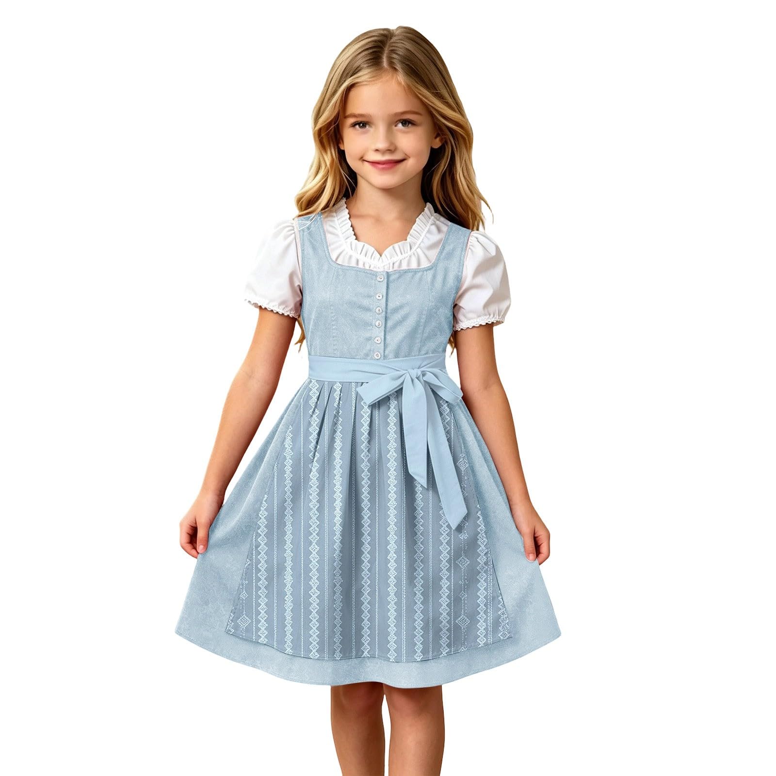 Girls Oktoberfest Costume Bavarian Beer Festival Dirndl Dress with Apron โ image 1