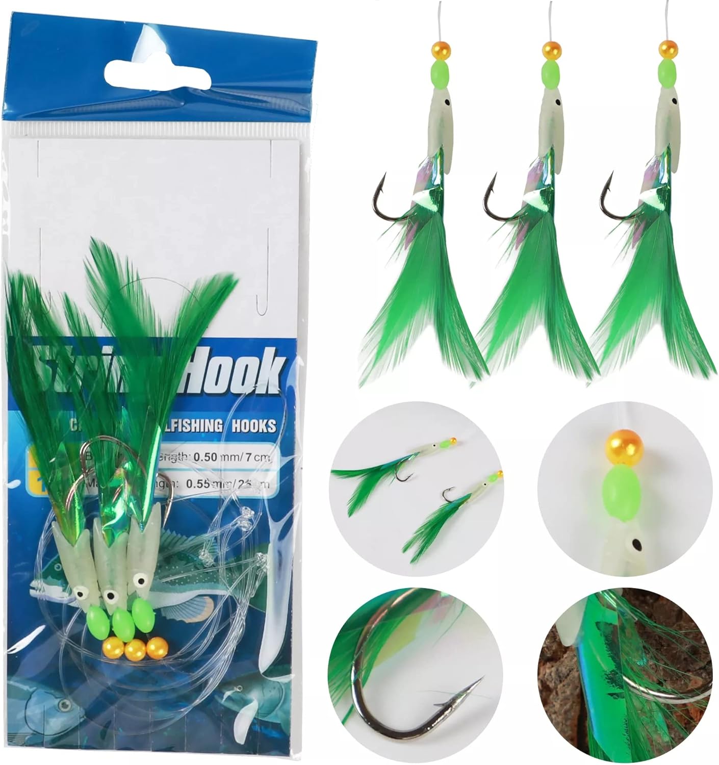 FREE FISHER 22 Packs Bait Rigs Fishing Flasher Lures Bait Rigs Fish Skin, Glow Fishing Beads High Carbon Hooks for Freshwater/Saltwater : Sports & Outdoors