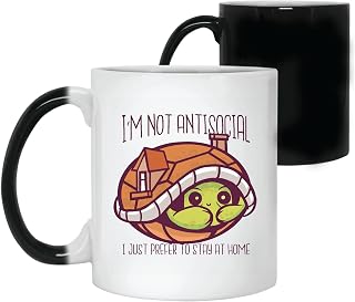 Gift Idea for Homebodies Cute Turtle Quote Illustration for Animal Lovers 11oz 15oz Color Changing Mug