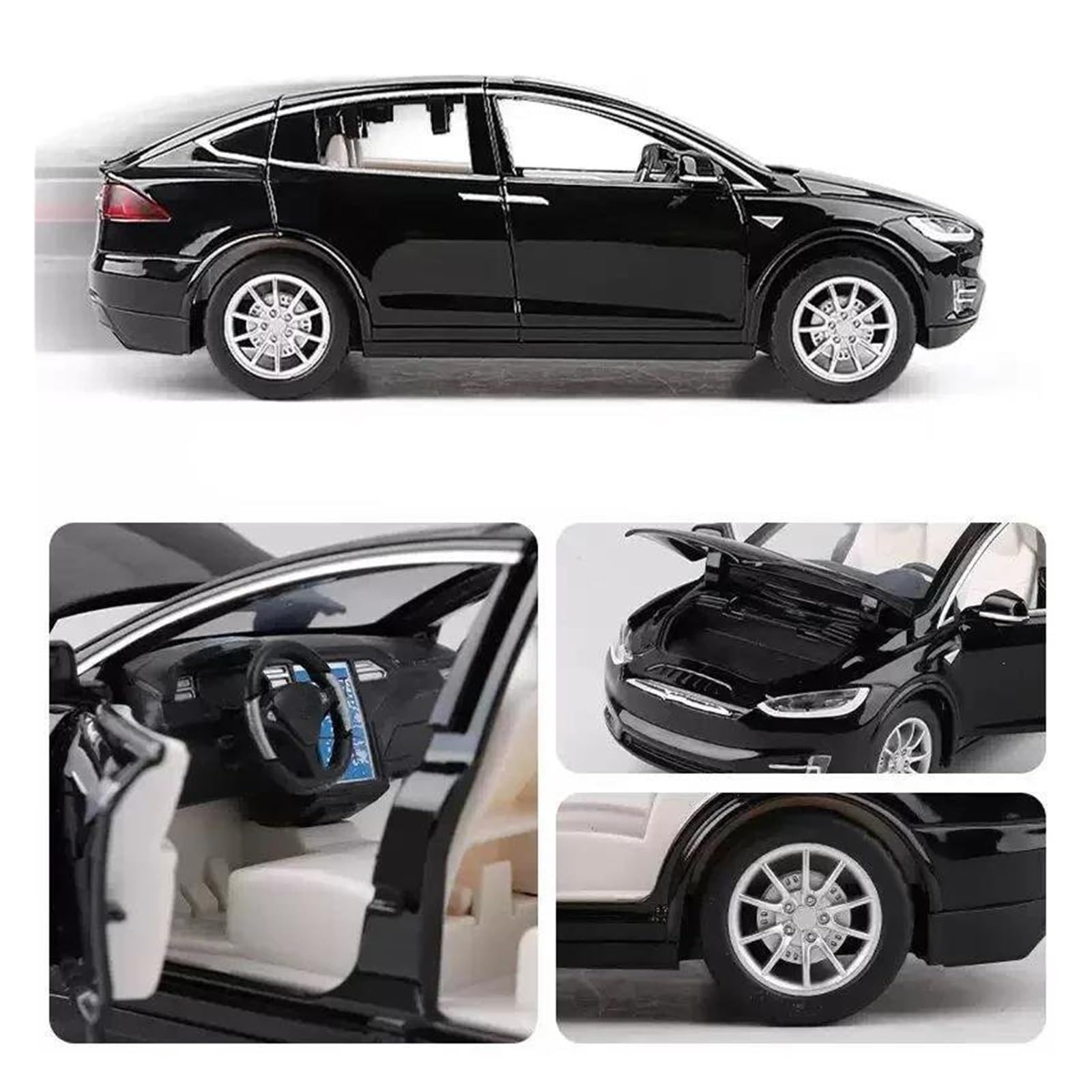1:24 per Tesla per Model X modello di veicolo in metallo pressofuso lega | Non includere le batterie(White)