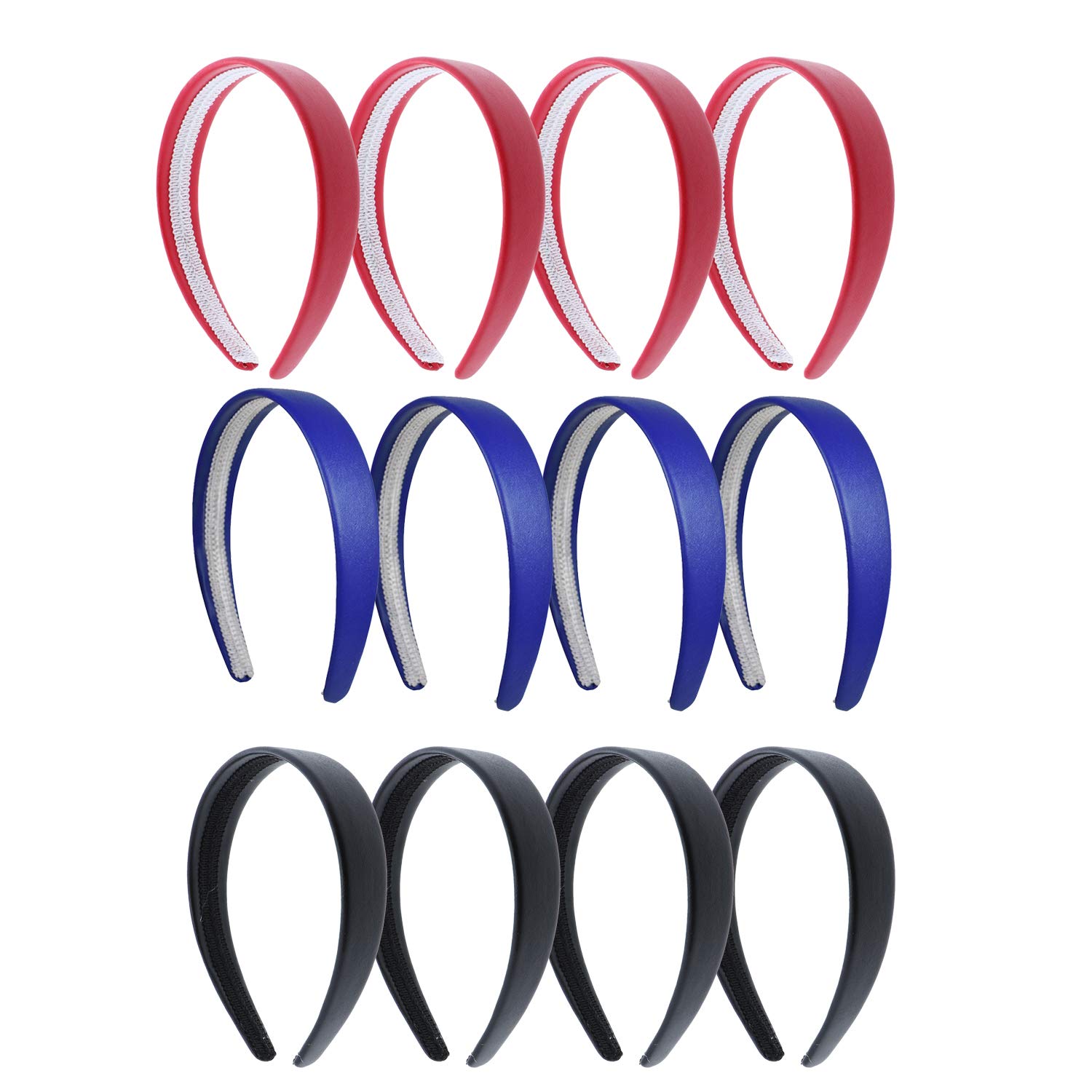 Motique Accessories 1 Inch Wide Leather Like Headband Solid Hair band for Women and Girls - Set of