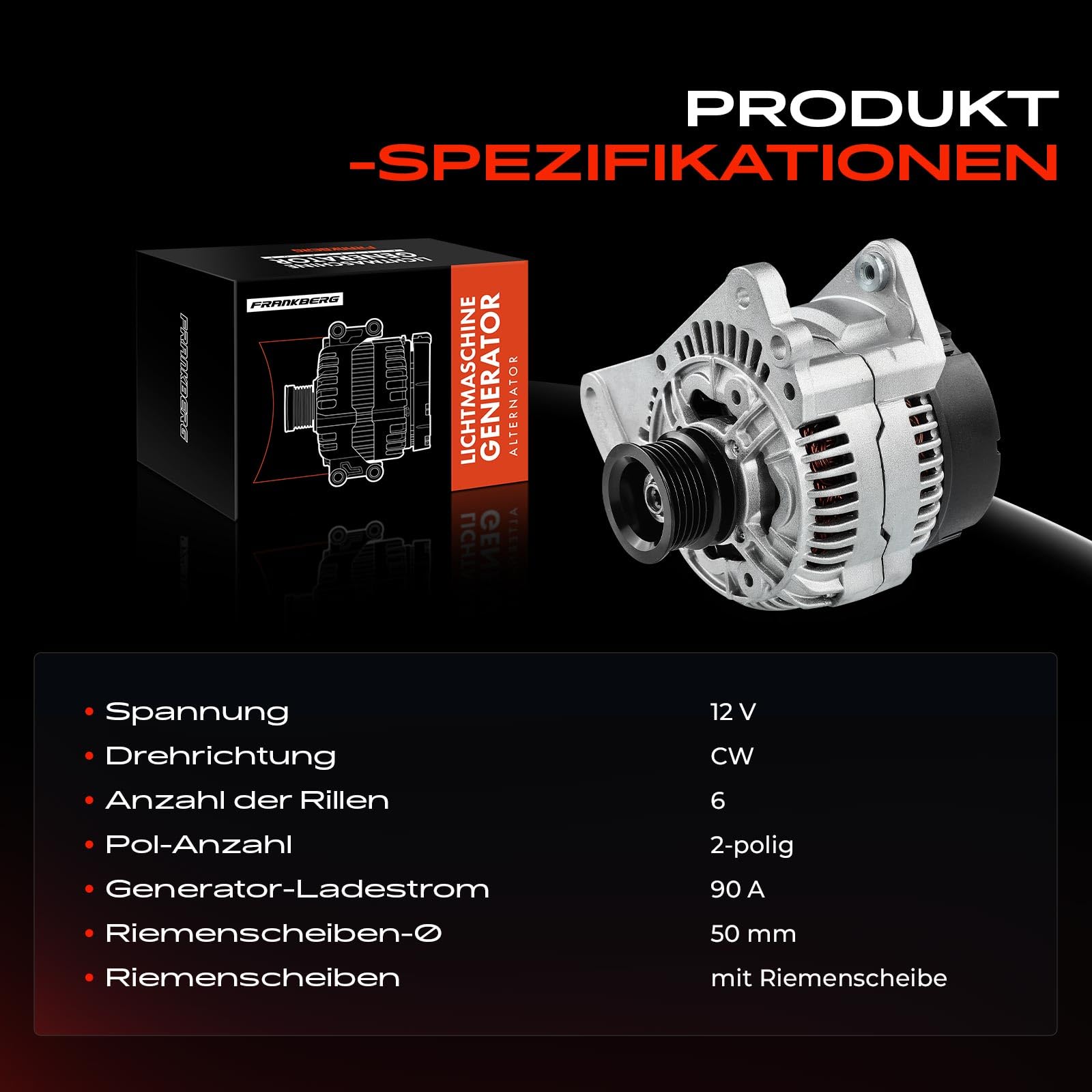 Frankberg Lichtmaschine Generator 90A 0123320006
