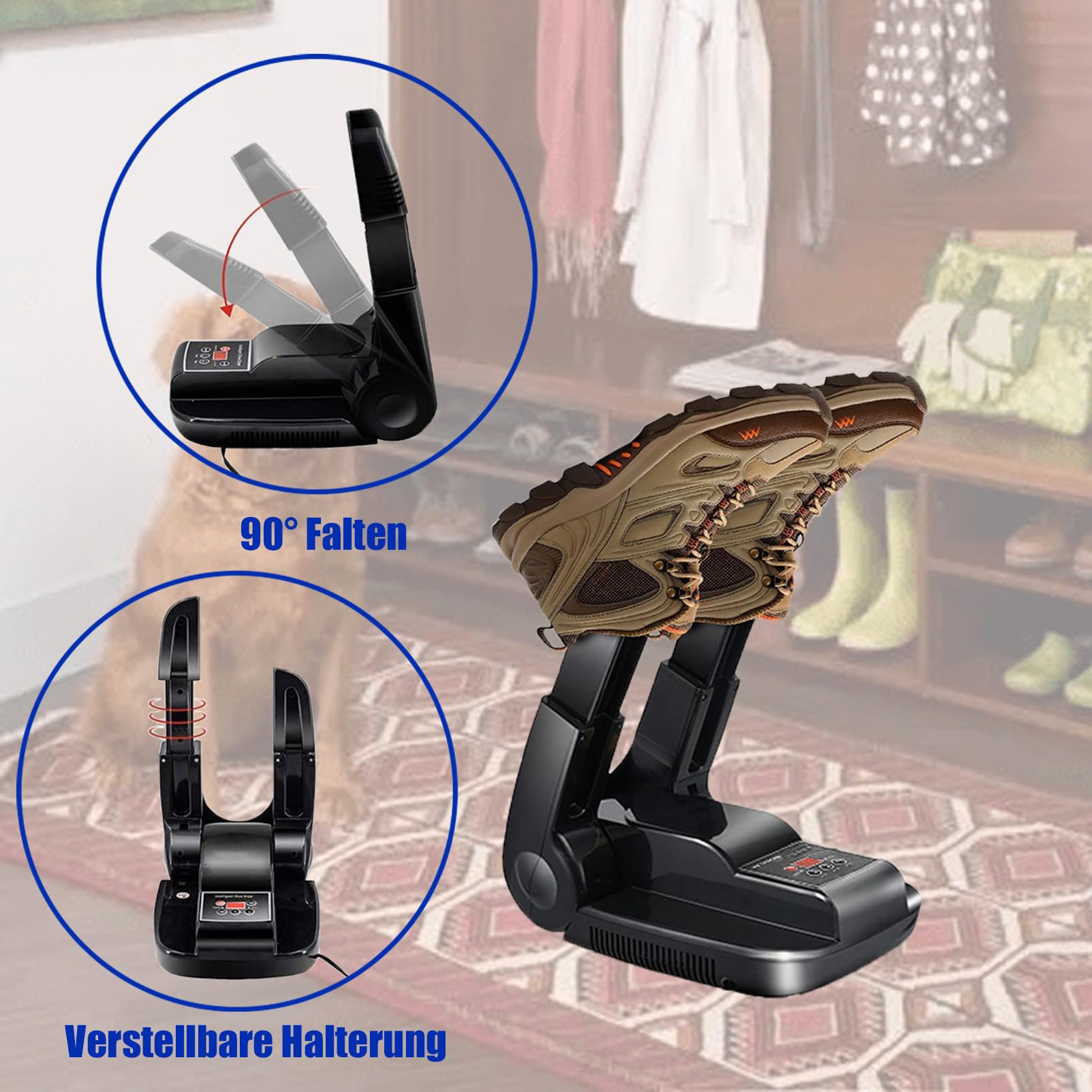 Schuhtrockner, Trockner, Handschuhtrockner, tragbares Rack, Timer, faltbares Design, schnell trocknend, für Schuhe, Handschuhe, Hüte, Socken, Trocknen von Schuhen und Schuhen