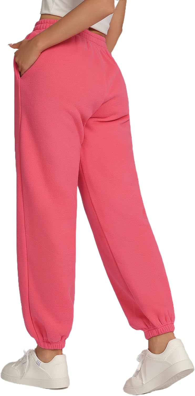 Women's Sweatpants Fleece Lined Baggy Joggers Sweat Pants High Waisted Lounge Cinch Bottoms with Pocket, S-XL - Image 3