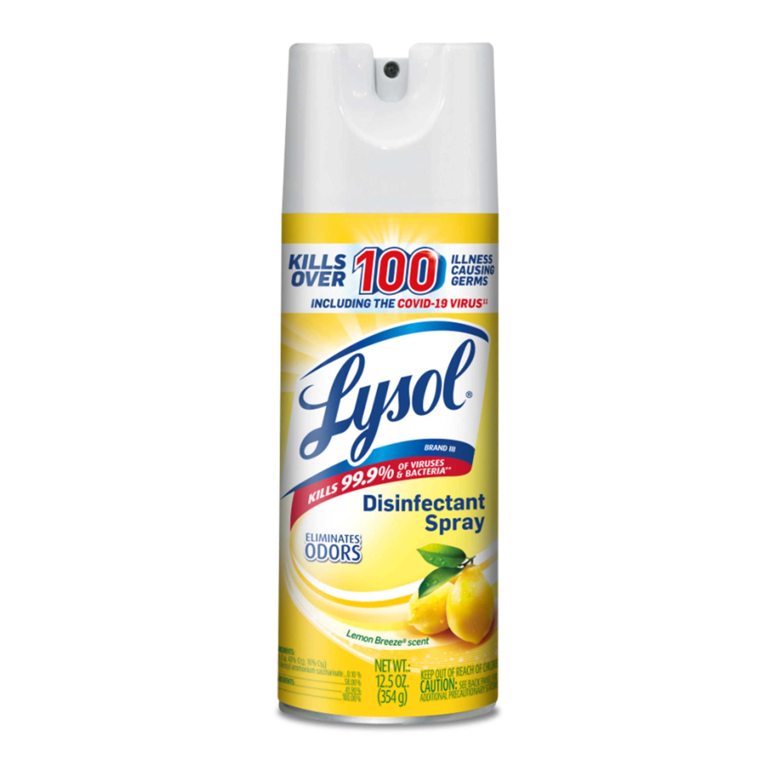 Lysol Disinfectant Spray Household Cleaning Supplies Disinfecting Multi-Purpose Room Spray Antibacterial Sanitizer Deodorizer Kills Hantavirus Lemon Breeze 12.5 Fl Oz product thumbnail 3