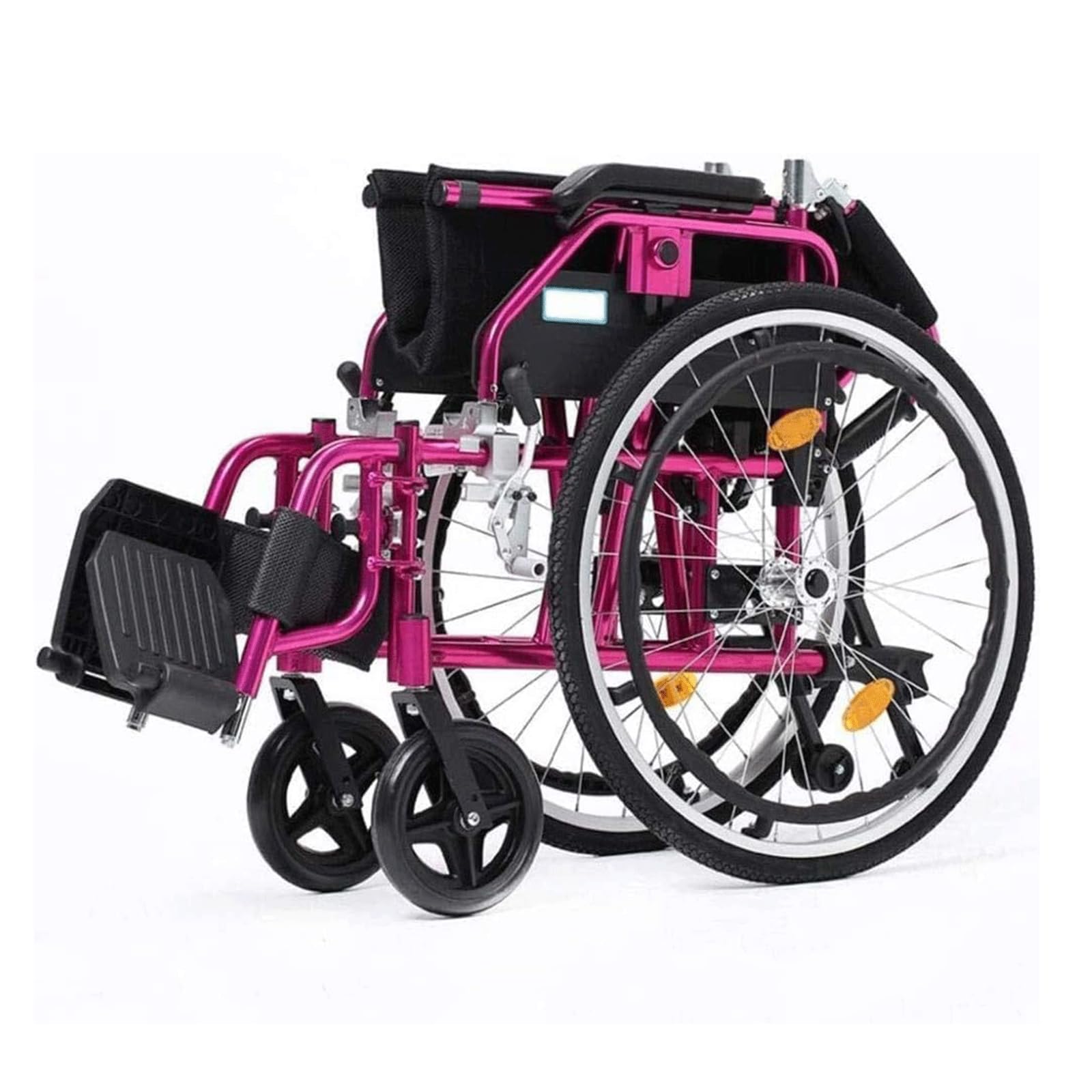Silla de Ruedas Plegable Ultraligera Silla de Ruedas de Transporte Portátil Aluminio Deportes Silla de Ruedas Manual Autopropulsable/Red