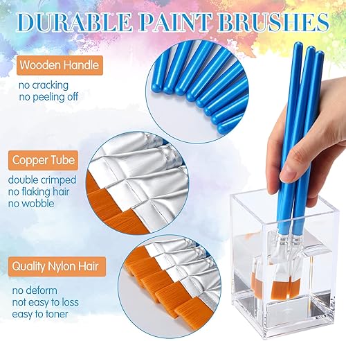 Miniatura 10 de 120 Pieces 1 Inch Flat Paint Brushes Acrylic Paint Brush Artist Craft Paint Brushes Watercolor Small Brush Bulk Painting Brush Art Detail Oil Brush