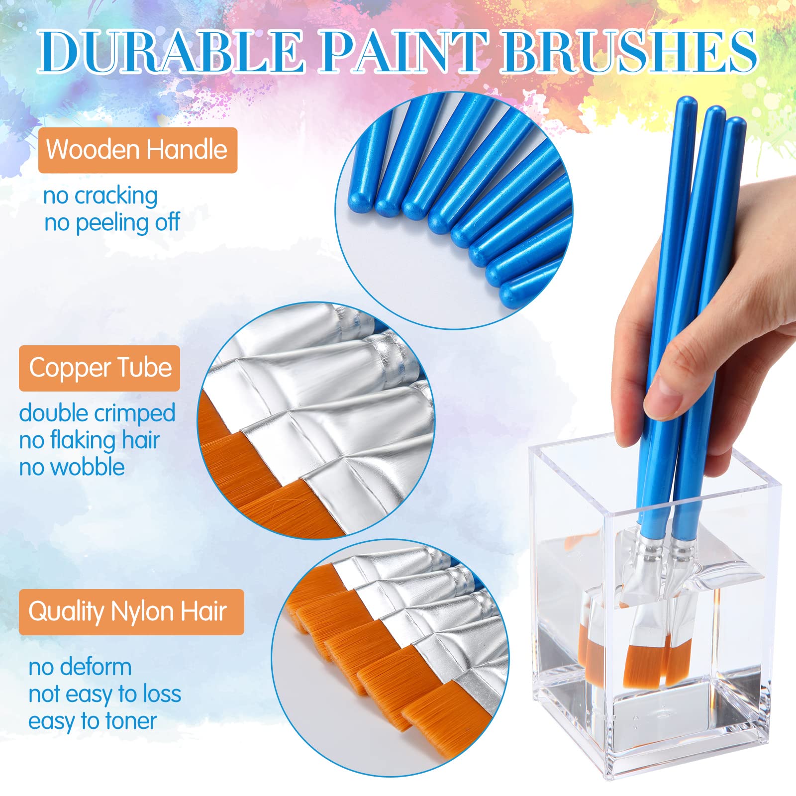 60 pinceles planos de pintura acrílica a granel, pinceles anchos para pintura de artista, pintura al óleo, acuarela, pintura artística para niños y adultos (1/2 pulgada)