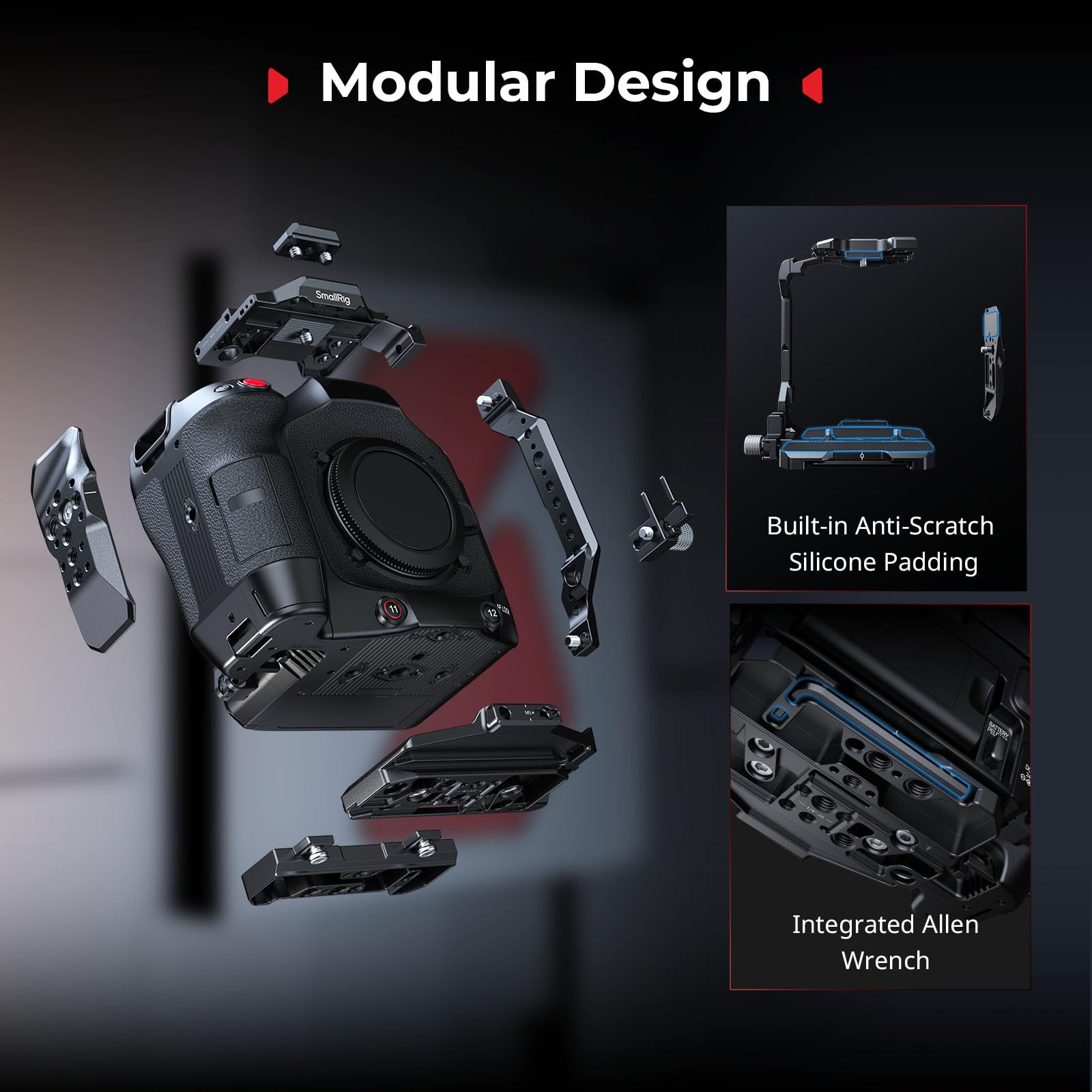 SMALLRIG Cage pour Canon C80, Conception Modulaire avec Plaque Supérieure, Latérales, et Inférieure, Rail NATO, Serre-Câble HDMI, Griffe Porte-Accessoires, Pas de Vis 1/4''-20 et 3/8''-16-5810