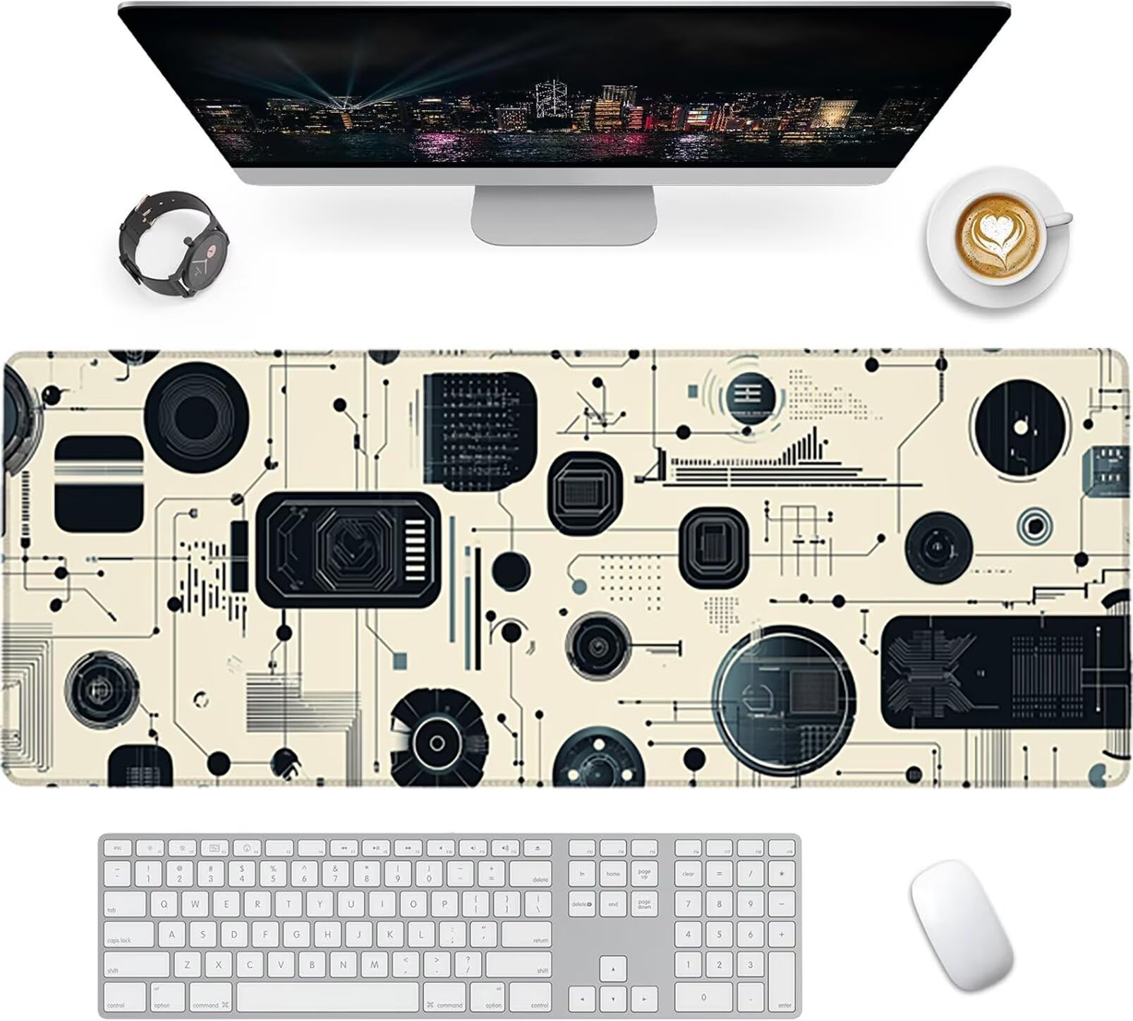 Lpfieonn Einfach Großes Schreibtischunterlage, XXL Schreibtischunterlagen, Beige XXL Wasserdicht Gaming Mousepad mit Vernähter Rand und Rutschfeste Gummibasis, für Laptop/Hause/Büro 120x60cm PF-1879