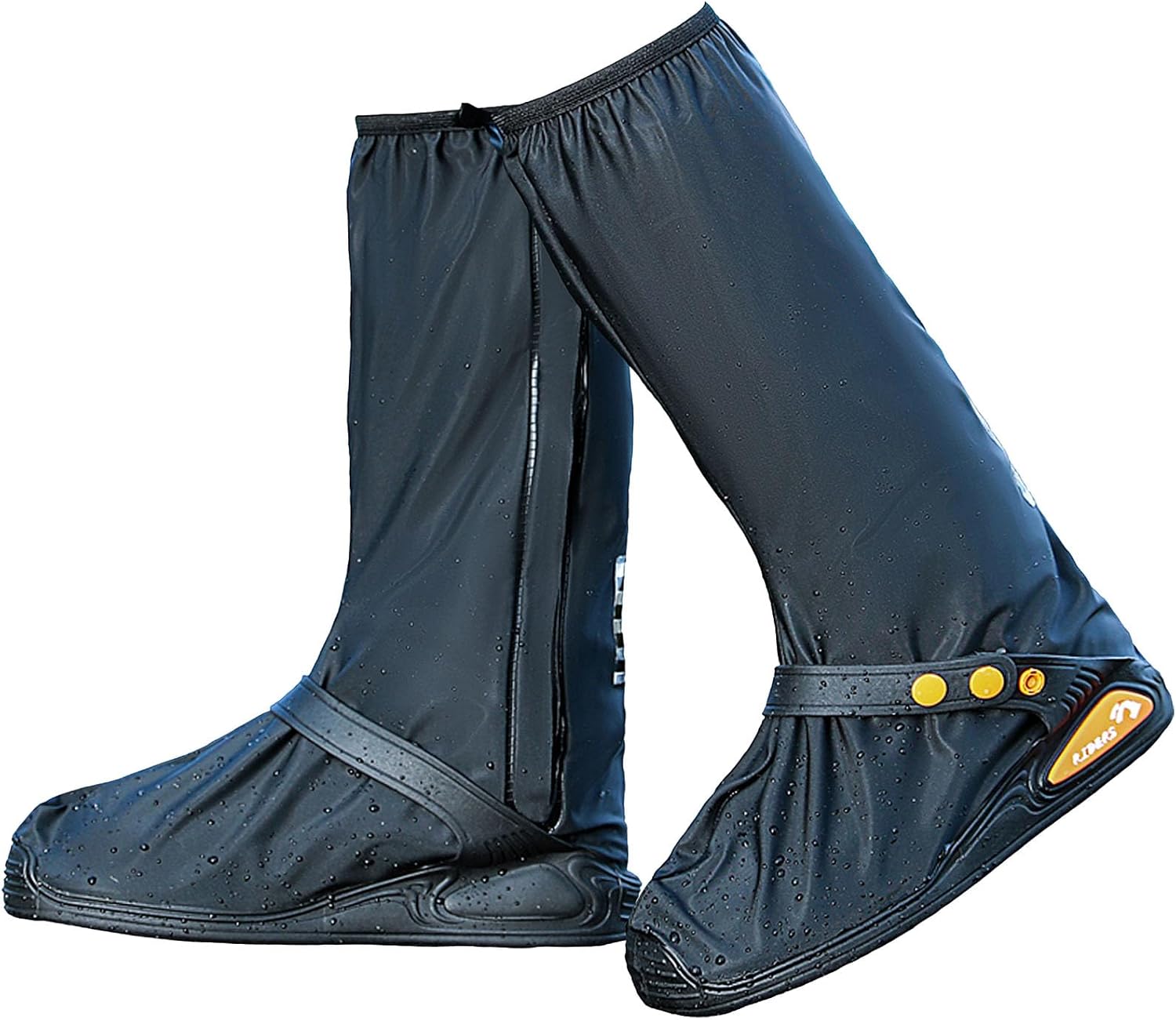 INUSO® Upgraded Waterproof Shoe Covers, Rain Shoe Covers - Reusable, Kick-Proof, Outdoor Footwear Protection with Reflective Safety Stripes - Waterproof Ziplock Shoes Cover (Black, M) M Black