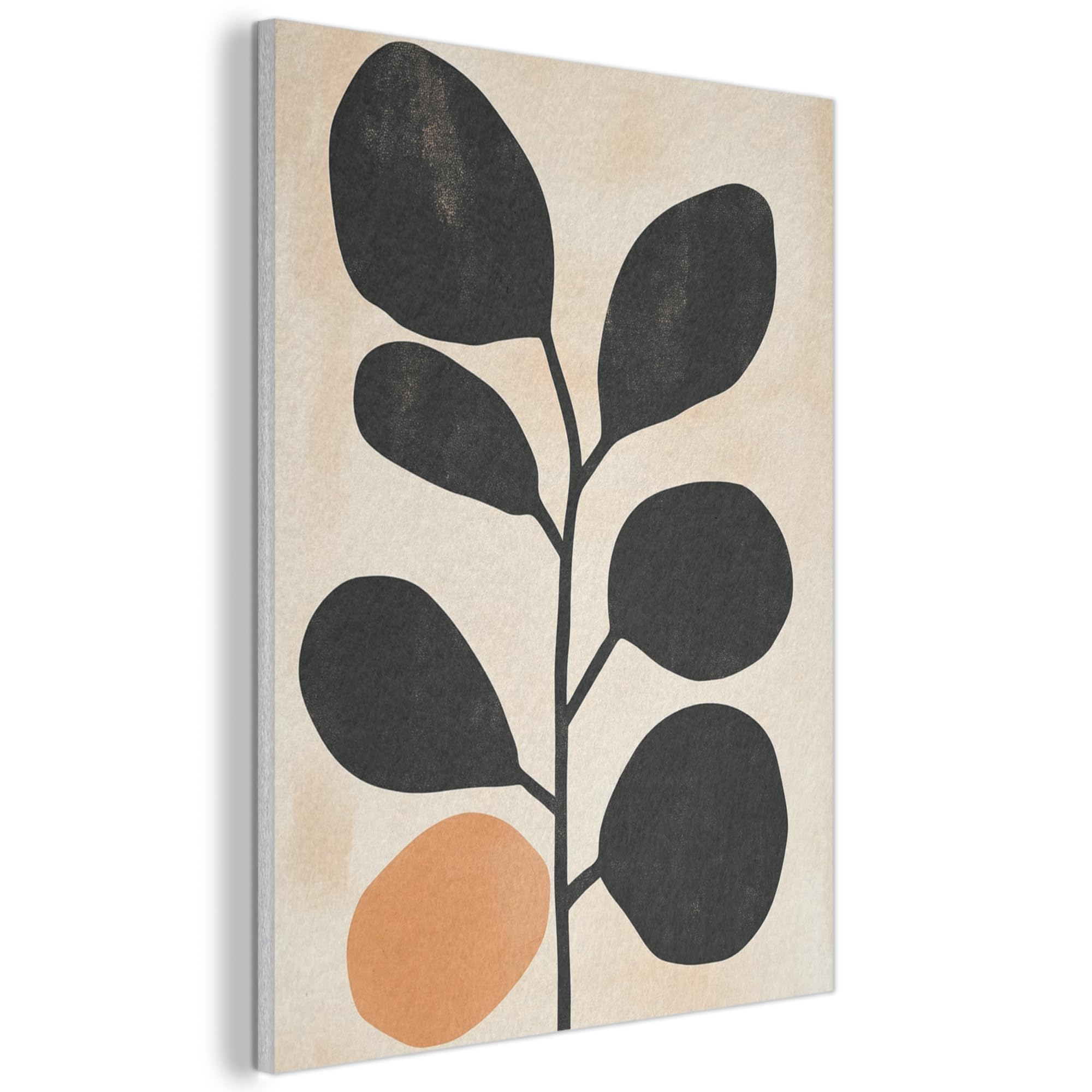 MuchoWow© Felt Panel 70x100 cm Room Style Piece Wallfillers Visual Display Decoration Wall Art Leaves - Orange - Black