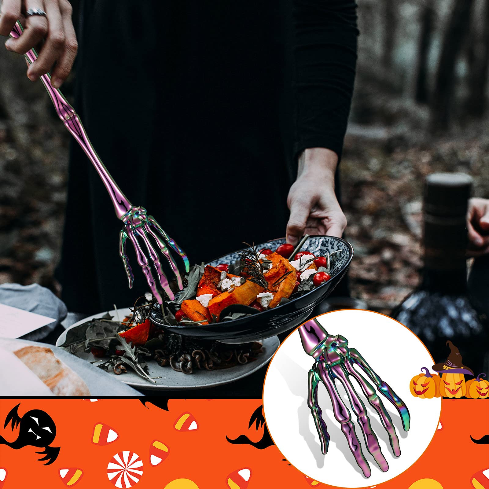 Amazon.co.jp: 6ピース ハロウィン スケルトン ハンド サラダ トング 