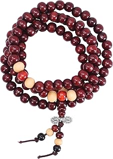 Mandala Crafts Natural Wood Mala Beads Necklace – Japa Mala Beads 108 Necklace – 108 Mala Beads Bracelet Mala Prayer Beads Necklace for Men Women Mala Meditation Beads, No Gemstone,