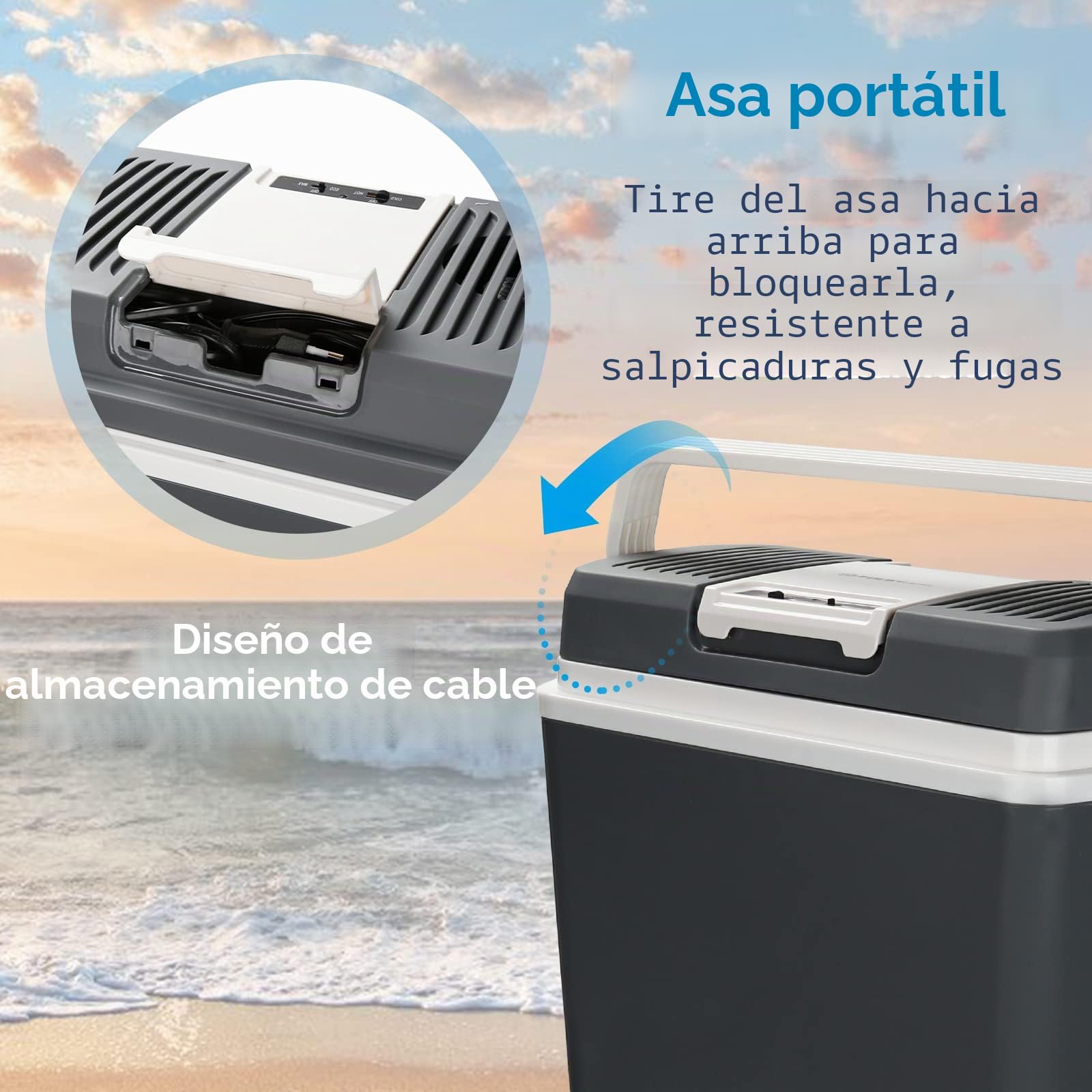Nevera portátil para coche, 24 L, mini nevera termoeléctrica de 12 V 230 V, calienta y enfría, nevera eléctrica con modo ECO, portátil, para coche, barco y camión, con cable, A++