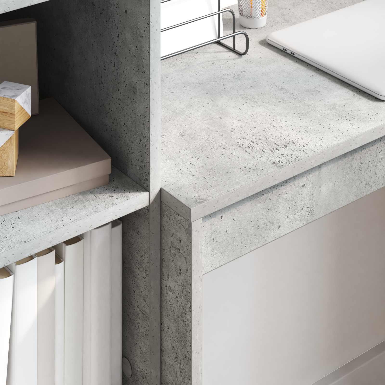Scrivania in cemento grigio 125,5 x 40 x 127 cm in legno di ingegneria 2