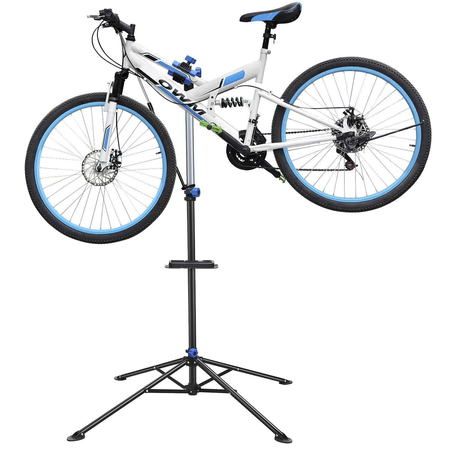 Yaheetech Bicycle Repair Stand Bike Workstand, Adjustable Cycle Maintenance Tool, Foldable Bike Rack Mountain Bicycle Workshop Stand, Max Load 30kg, Height 1.08-1.9 m