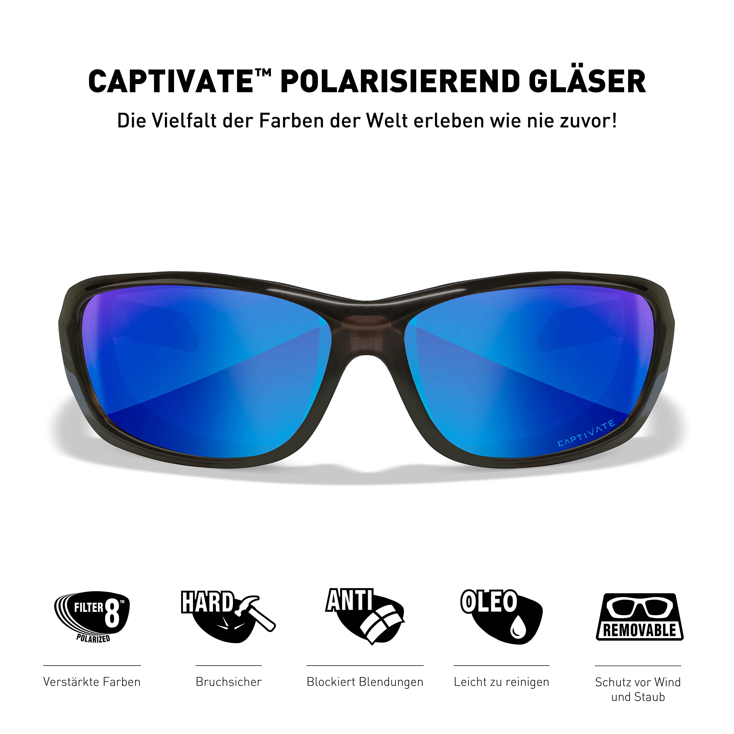 Wiley X │ WX Gravity | Sonnenbrille Herren │ Polarisierte Sonnenbrillen │ Ideal für Sport Outdoor Fahrradbrille Fahrt Laufbrille Fischen Wandern │ Sonnenbrille Verspiegelt │ 100% UVA/UVB-Schutz
