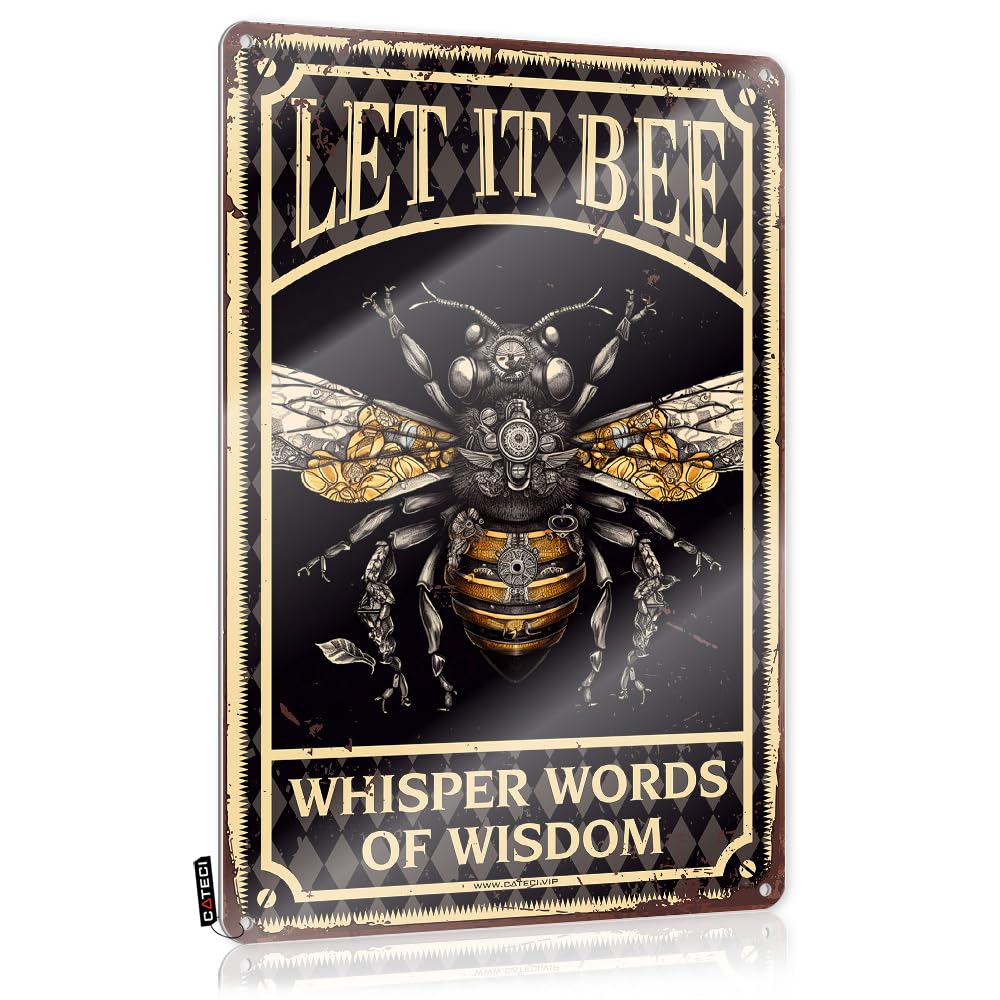 Fzfn Colour Decorations Nice Waterproof Artwork, Trendy Retro Print For Cafe Pub Man Cave | Haves Pre-Drilled Custom Bee Kind Let It Bee Whisper Words Of Wisdom(30X40cm)