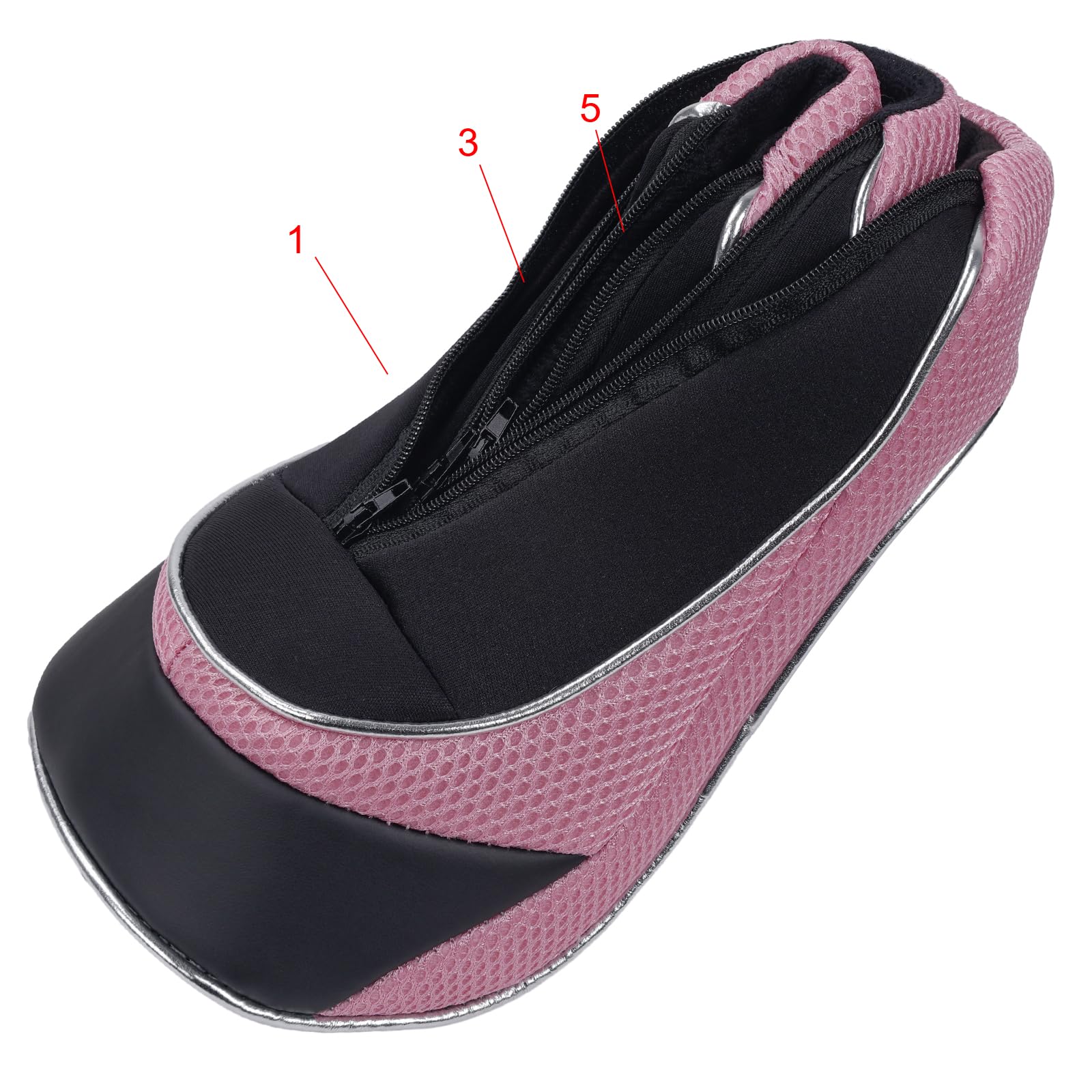 Andux Golfschlägerhauben mit Reißverschluss, 460 cc, Fairwayholz, 3 Stück, Rosa